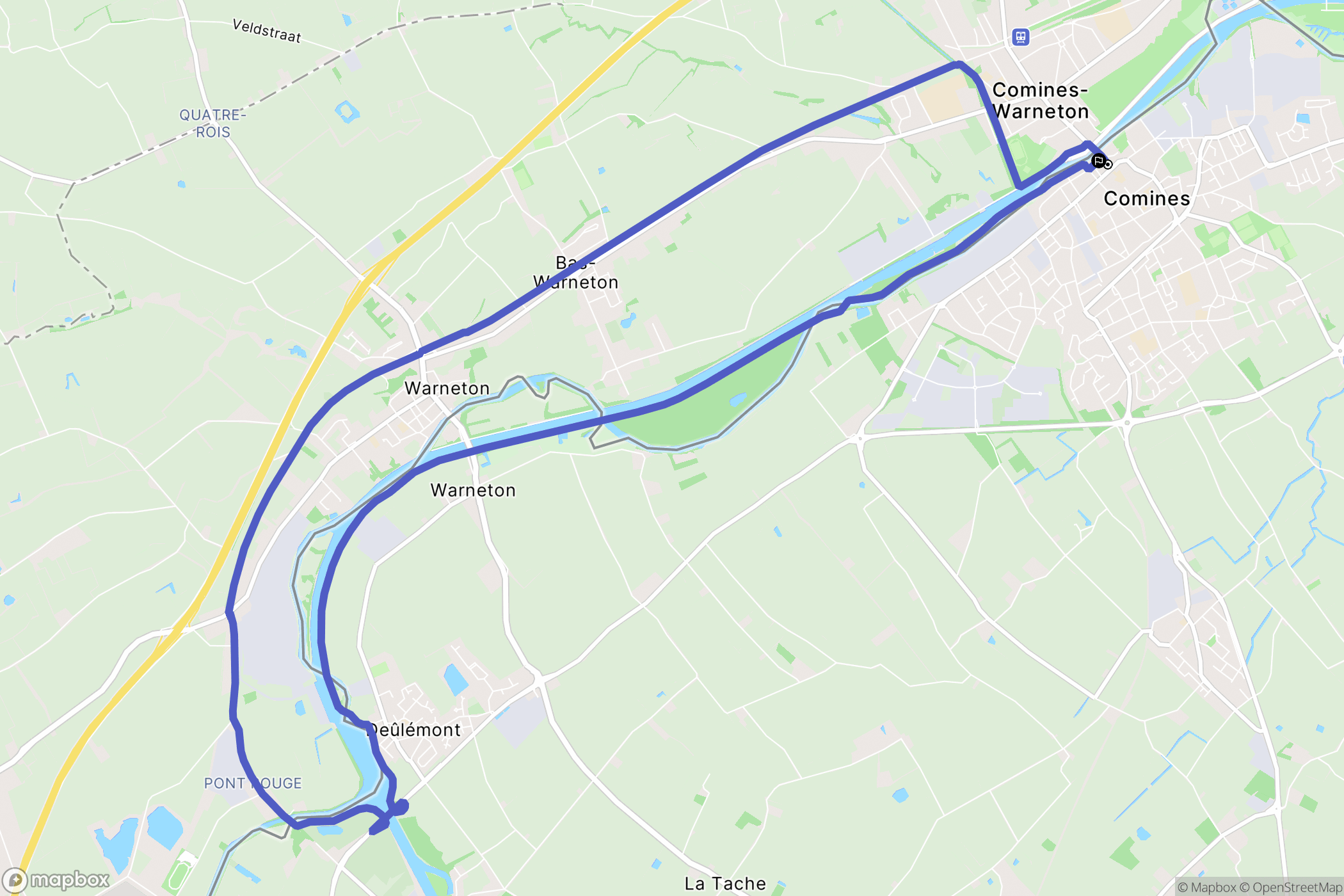 Comines : carte du parcours de randonnée - France