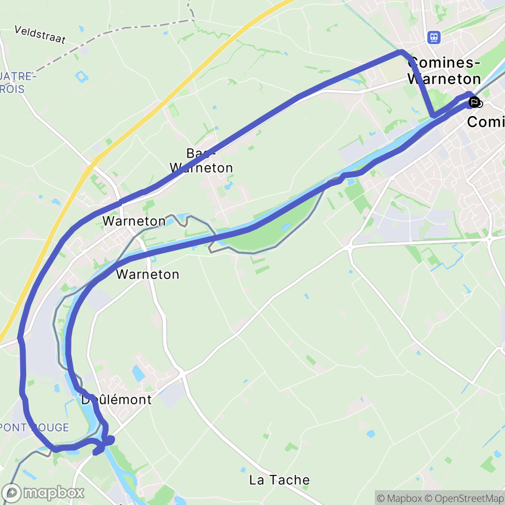 Comines : carte du parcours de randonnée - France