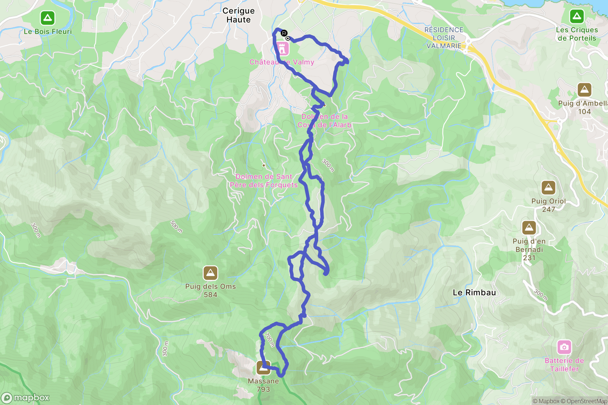 Argelès-sur-Mer : carte du parcours de randonnée - France