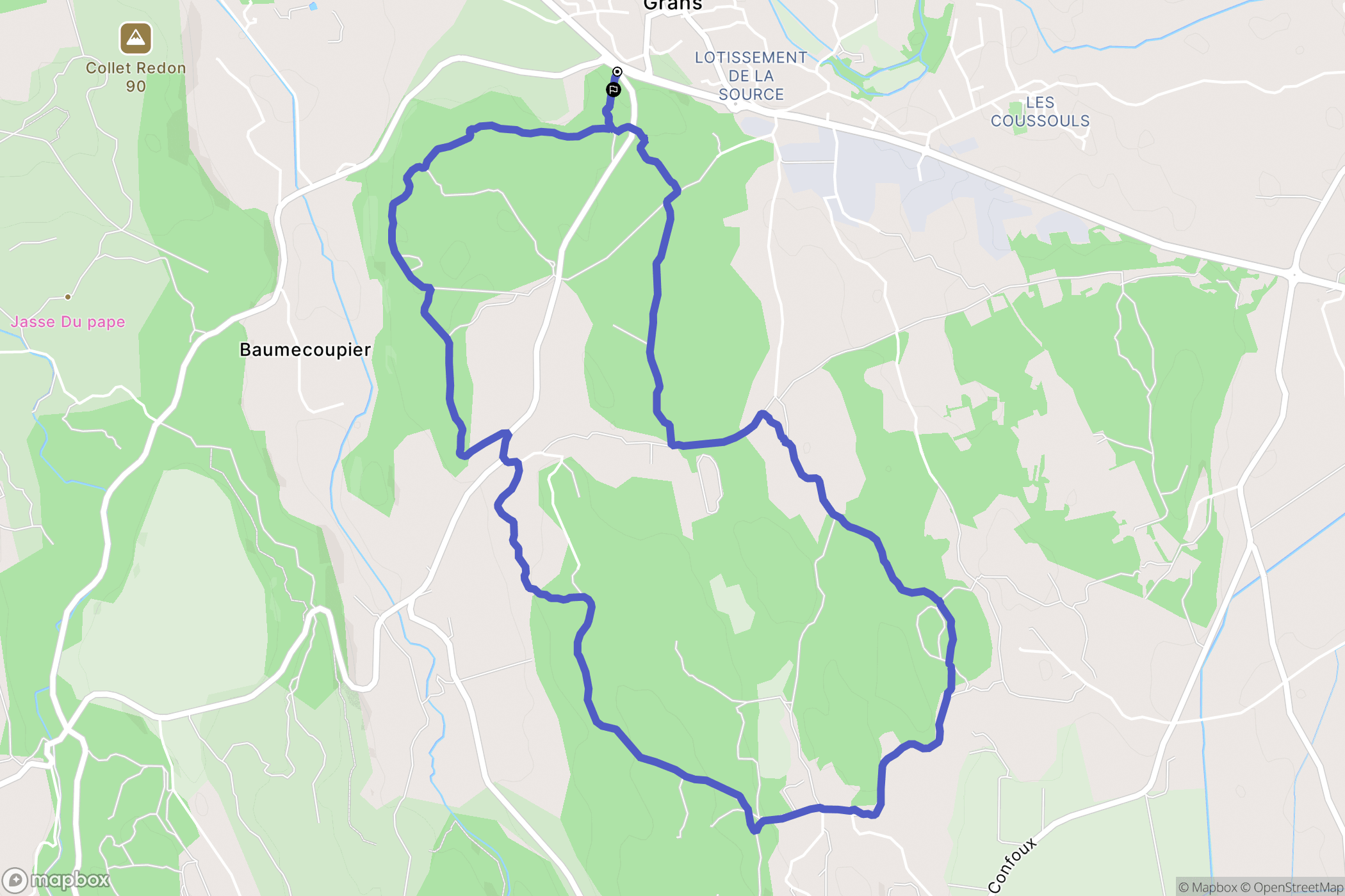 Grans : carte du parcours de randonnée - France