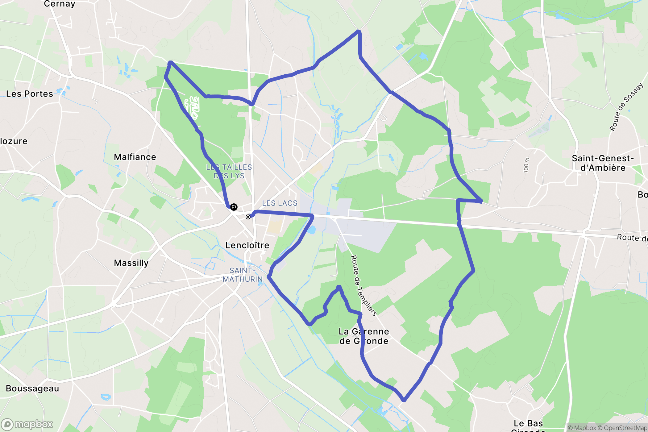 Lencloître : carte du parcours de randonnée - France