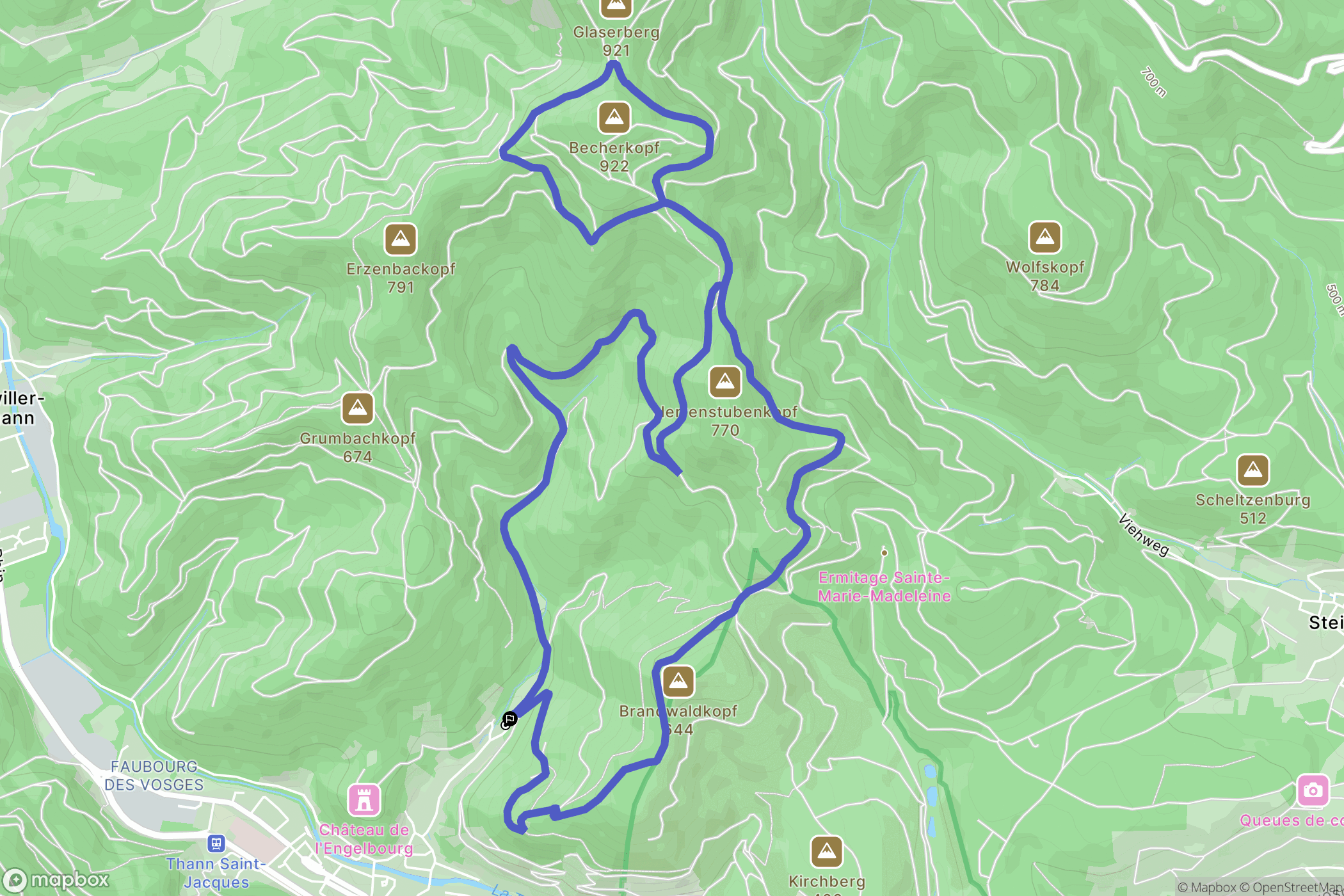 Thann : carte du parcours de randonnée - France