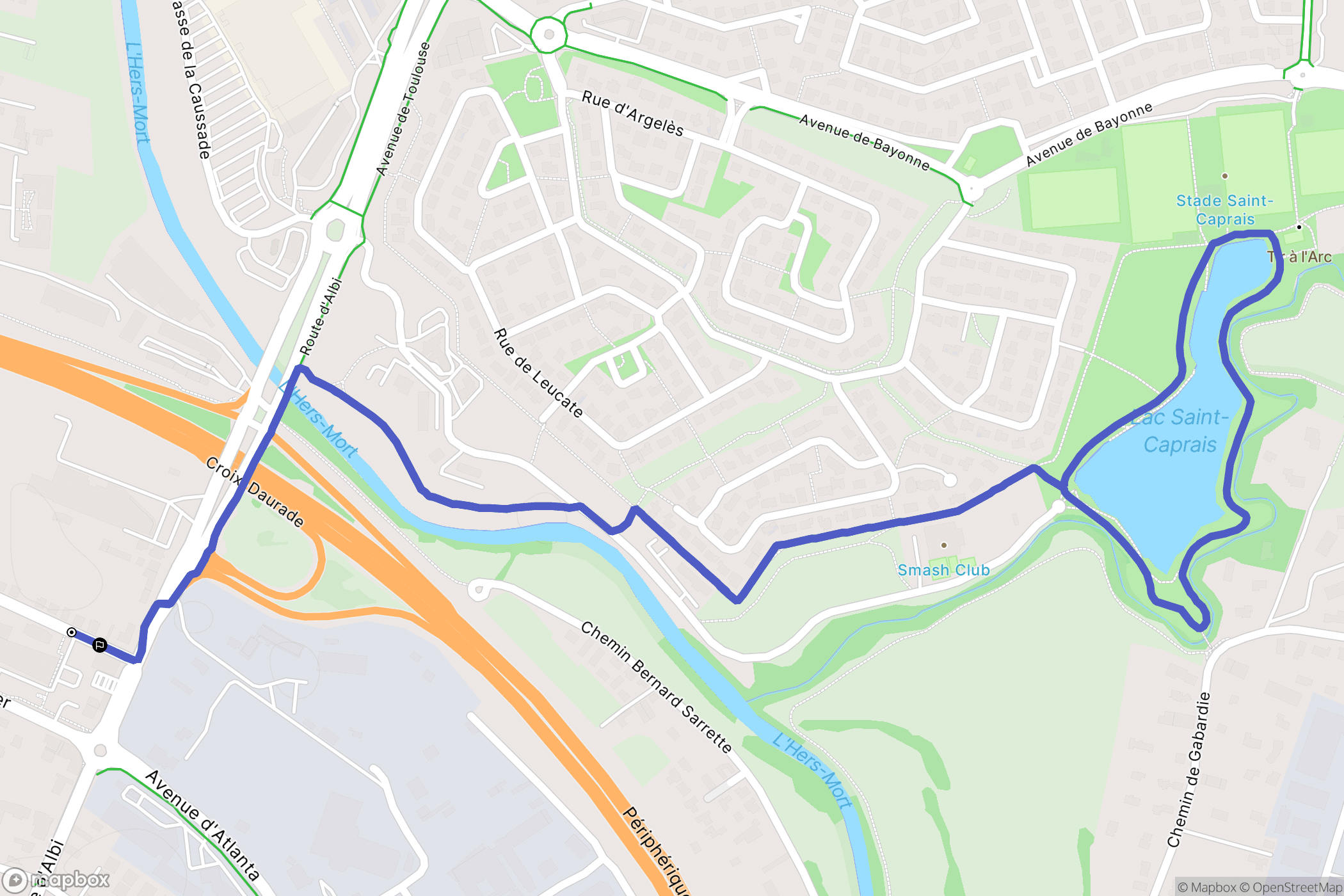 Toulouse : carte du parcours de randonnée - France