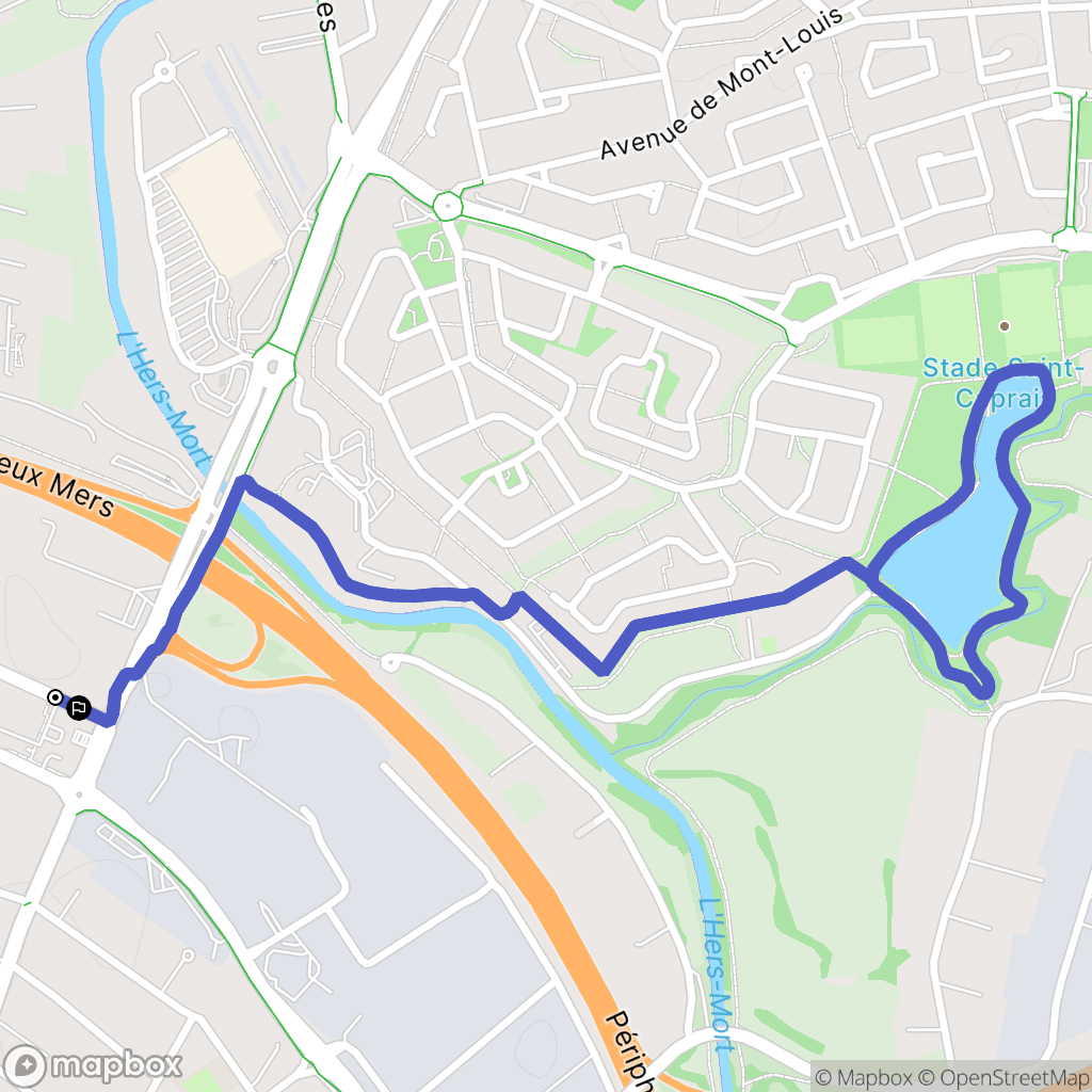Toulouse : carte du parcours de randonnée - France