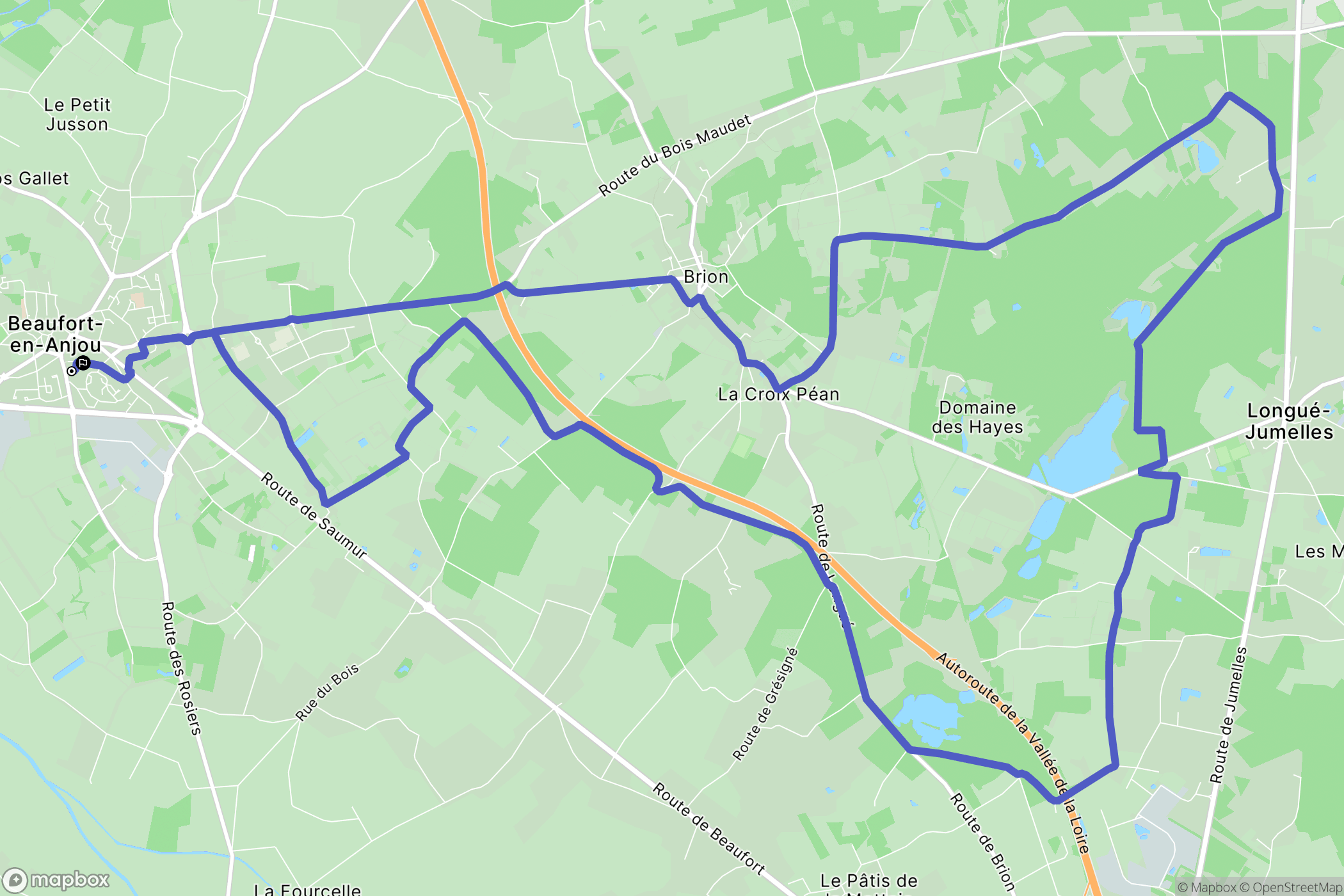 Beaufort-en-Anjou : carte du parcours de randonnée - France