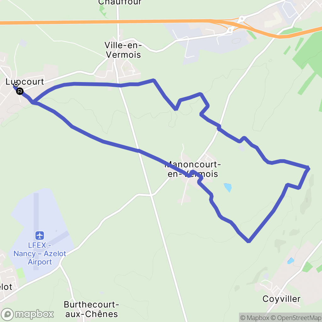 Lupcourt : carte du parcours de randonnée - France
