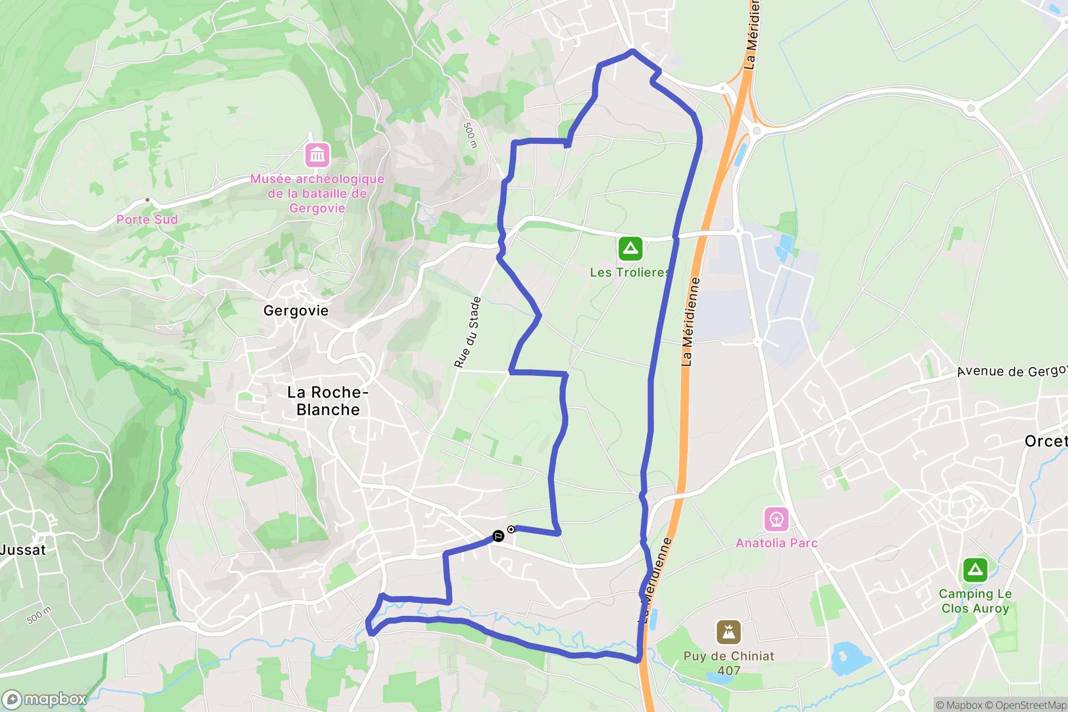 La Roche-Blanche : carte du parcours de randonnée - France