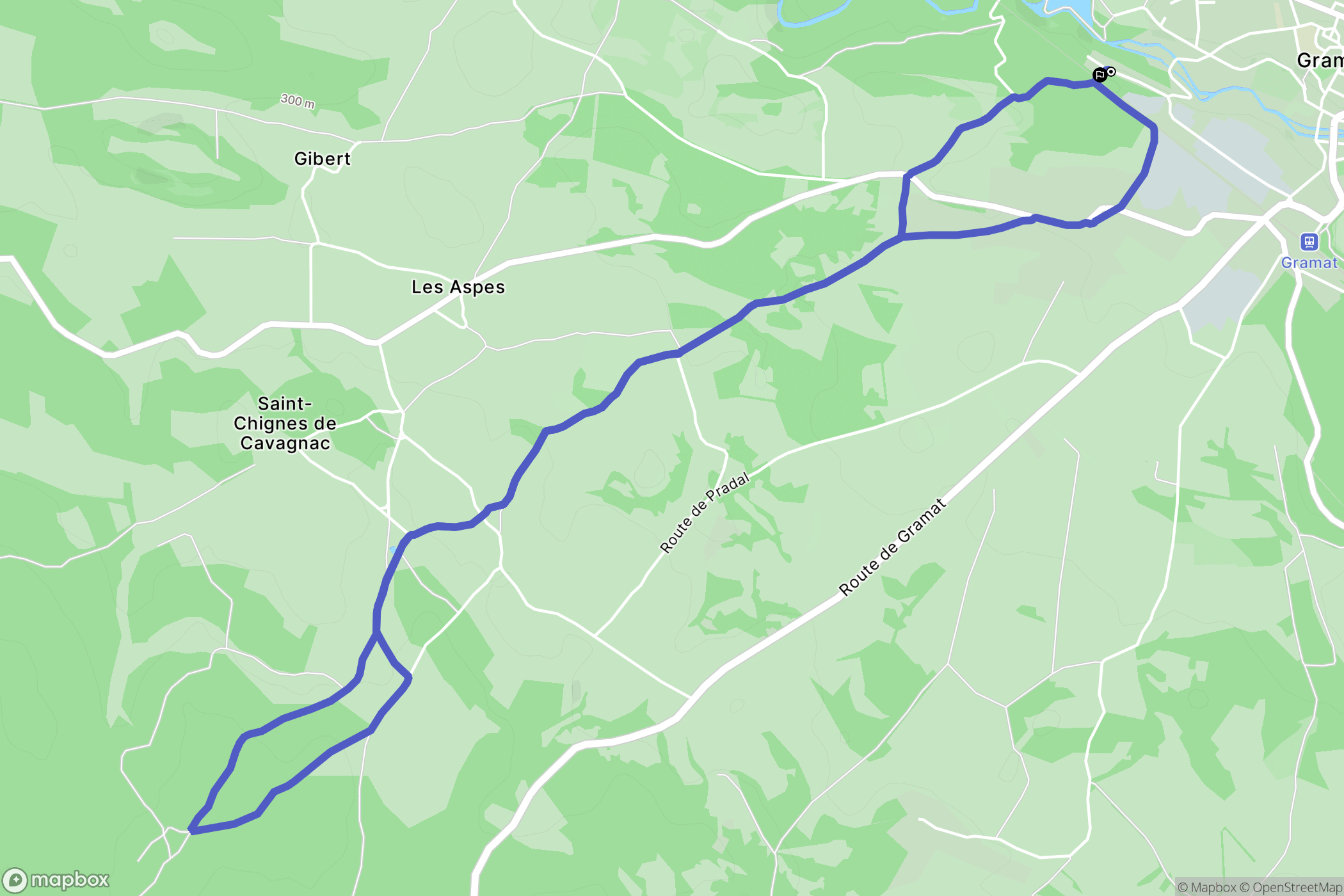 Gramat : carte du parcours de randonnée - France