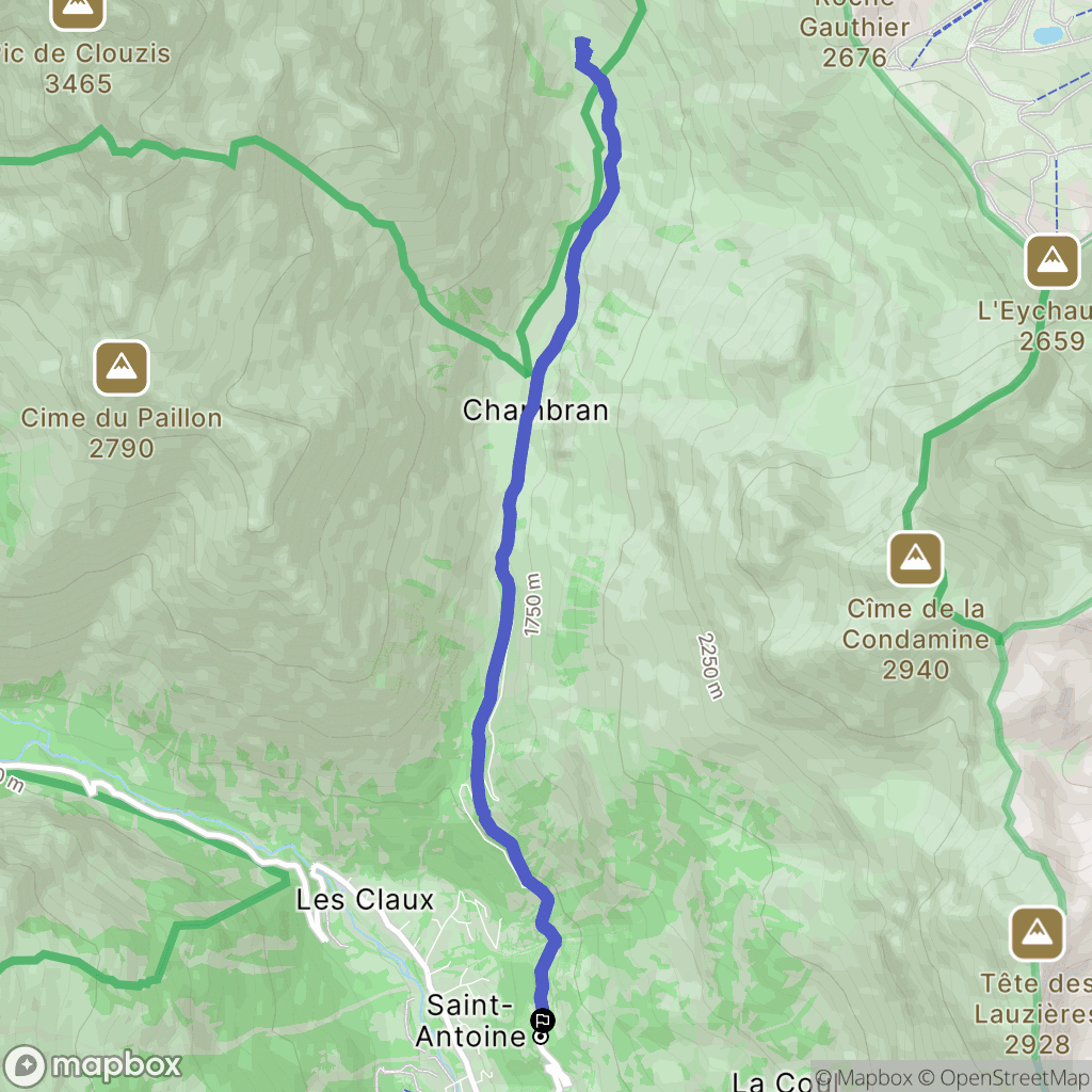 Vallouise-Pelvoux : carte du parcours de randonnée - France