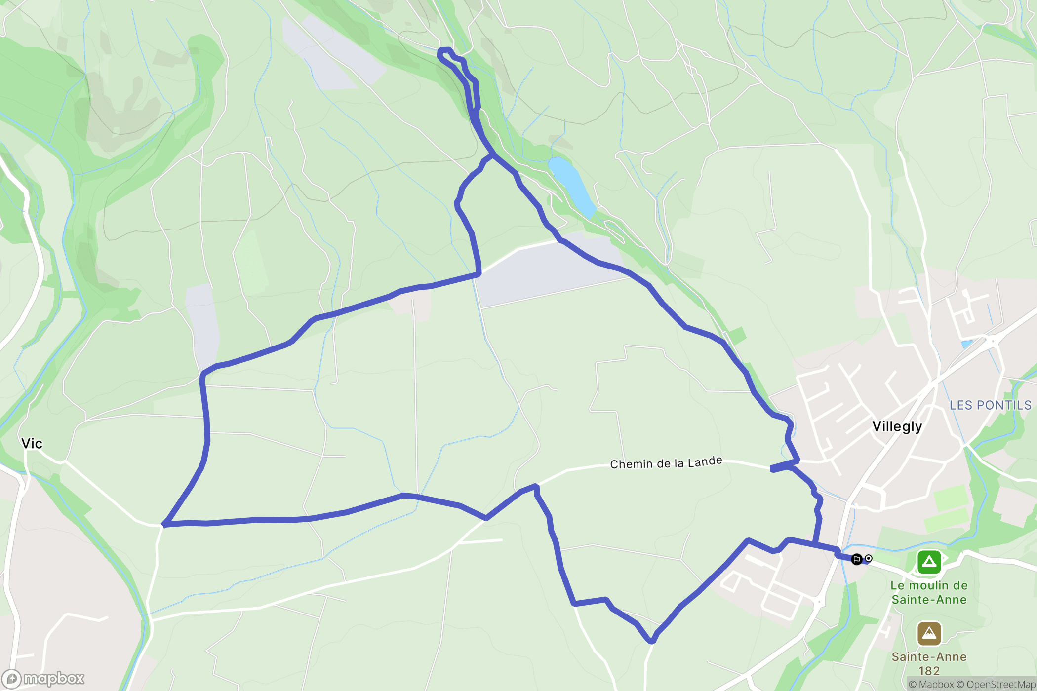 Villegly : carte du parcours de randonnée - France