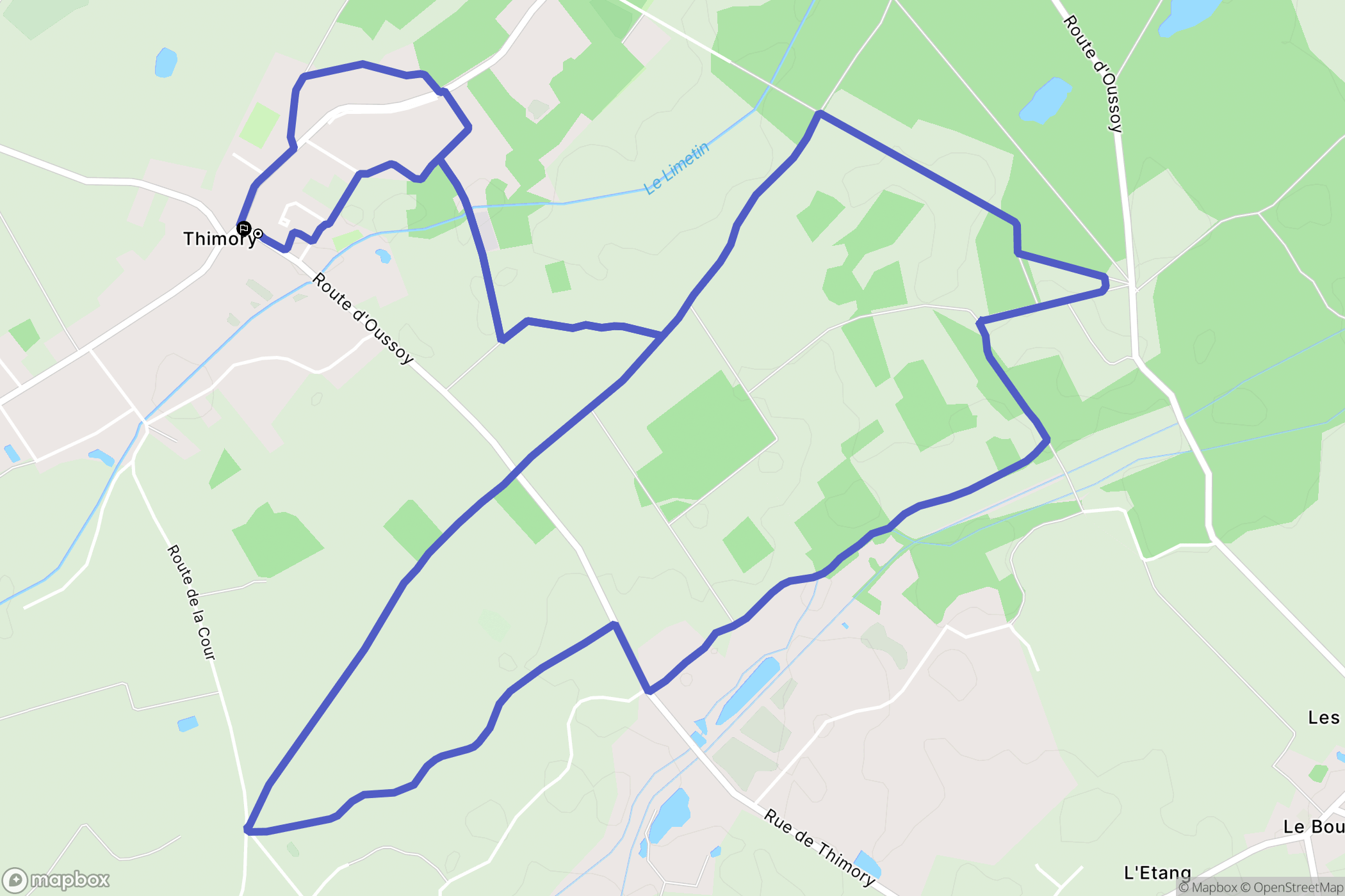 Thimory : carte du parcours de randonnée - France