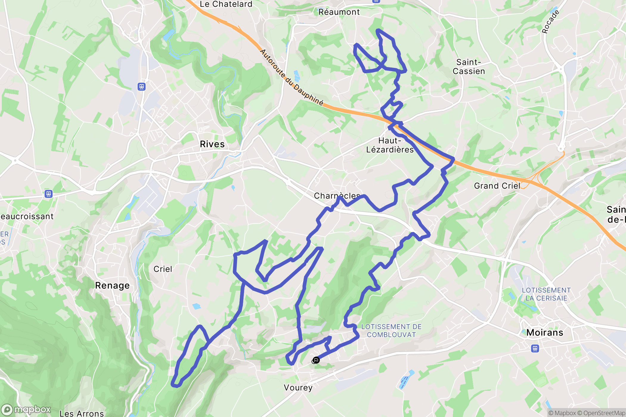 Vourey : carte du parcours de randonnée - France