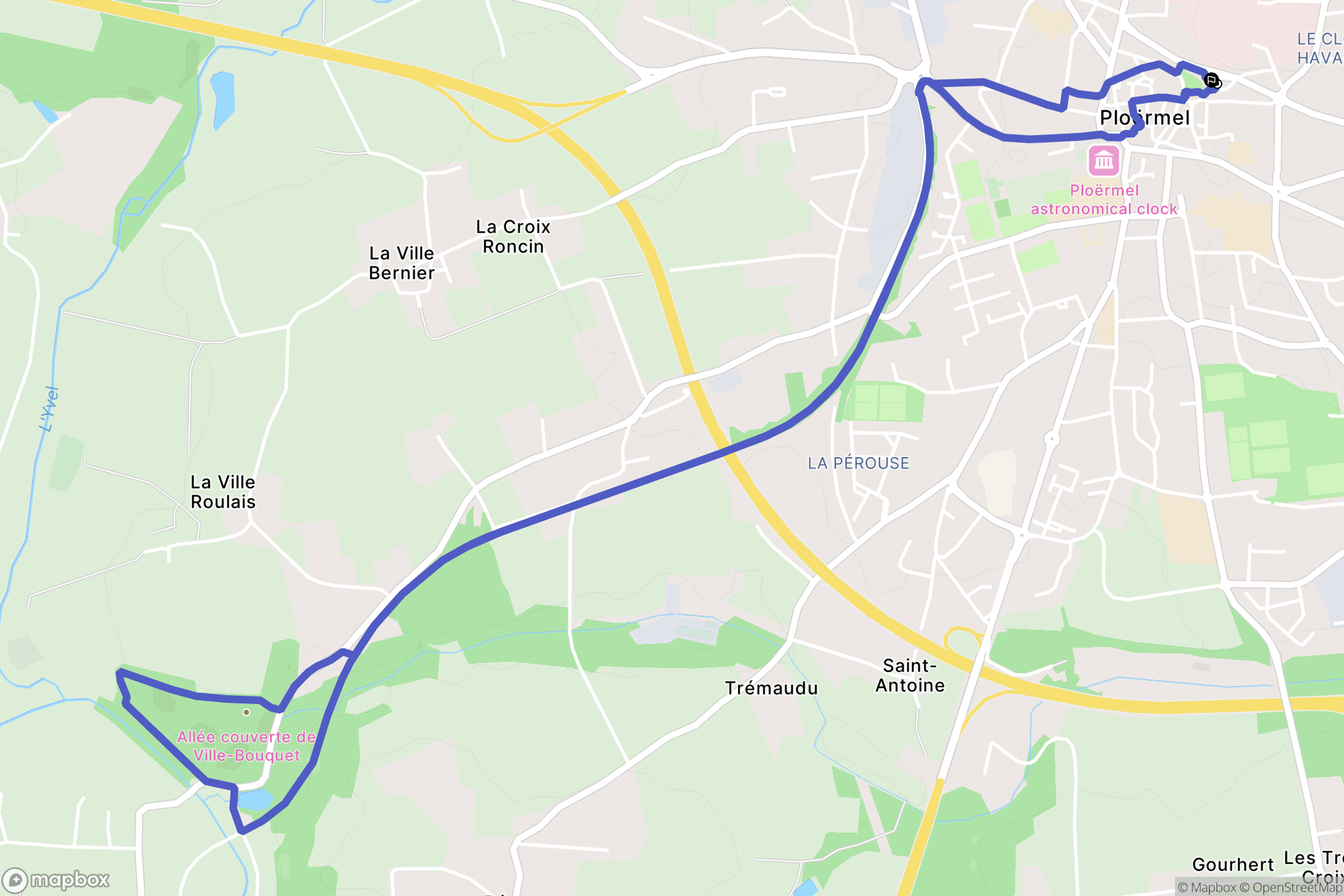 Ploërmel : carte du parcours de randonnée - France