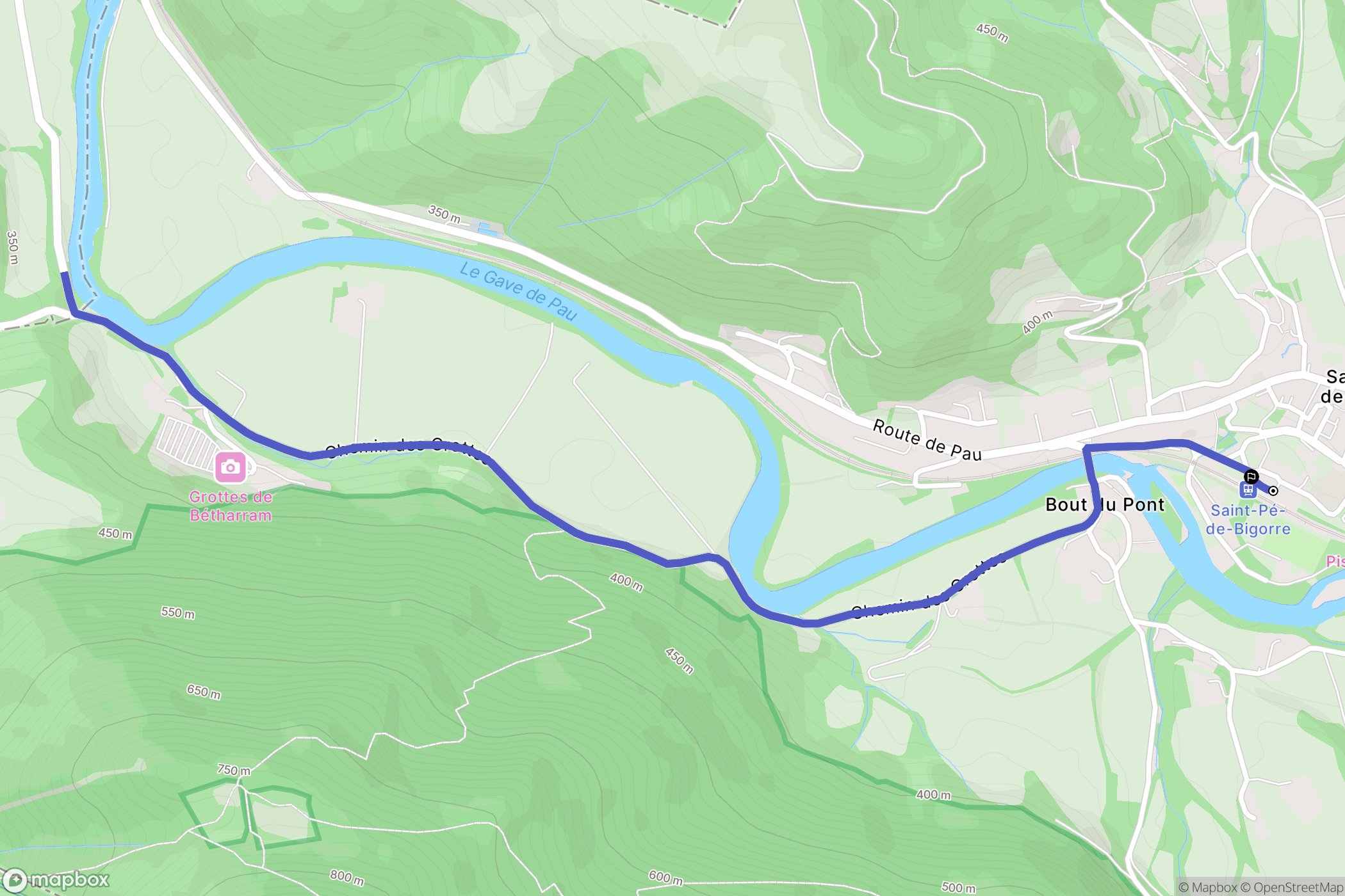 Saint-Pé-de-Bigorre : carte du parcours de randonnée - France