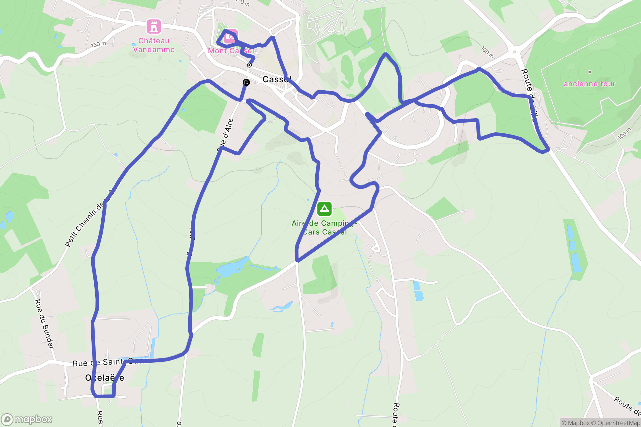Cassel : carte du parcours de randonnée - France