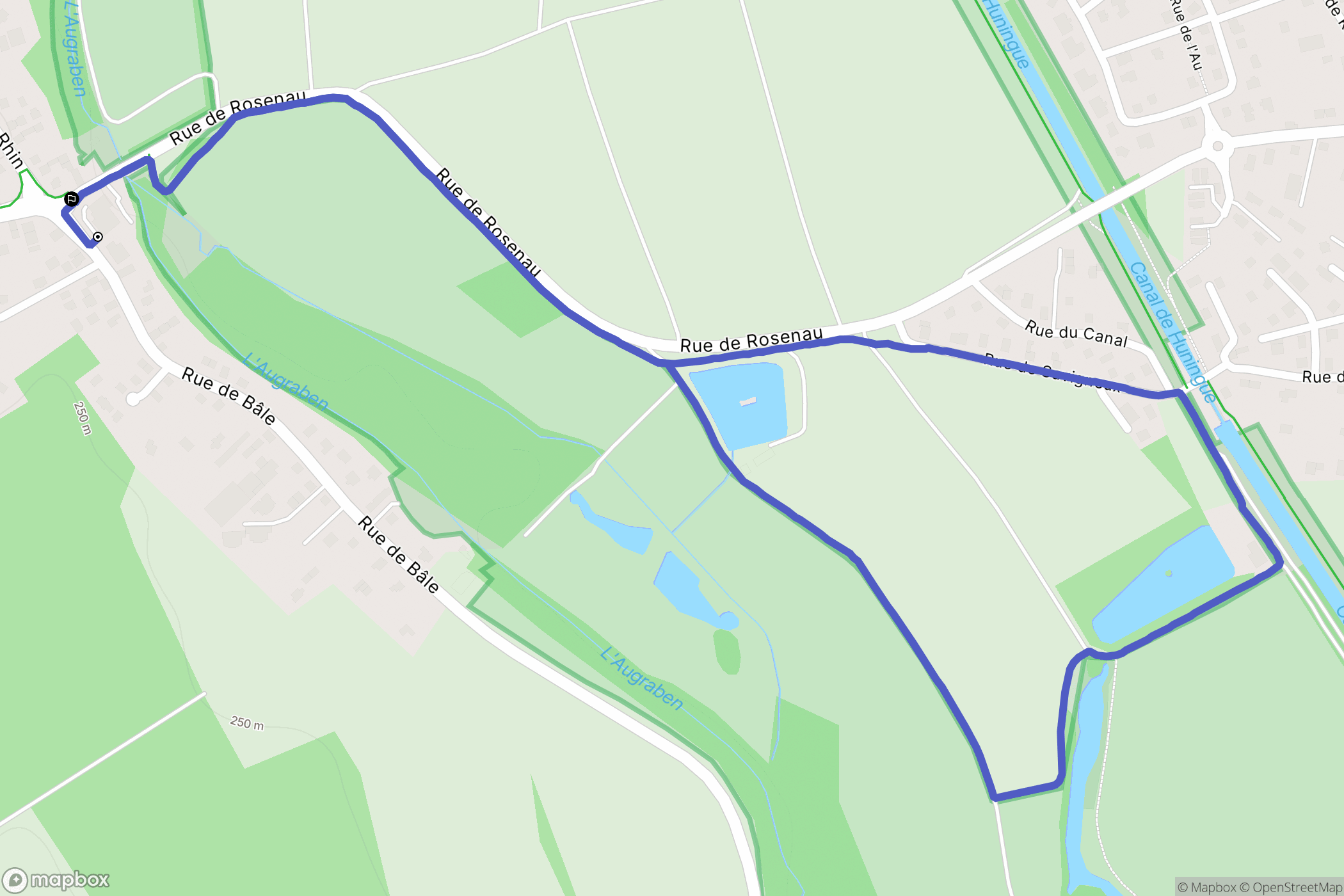 Bartenheim La Chaussée : carte du parcours de randonnée - France