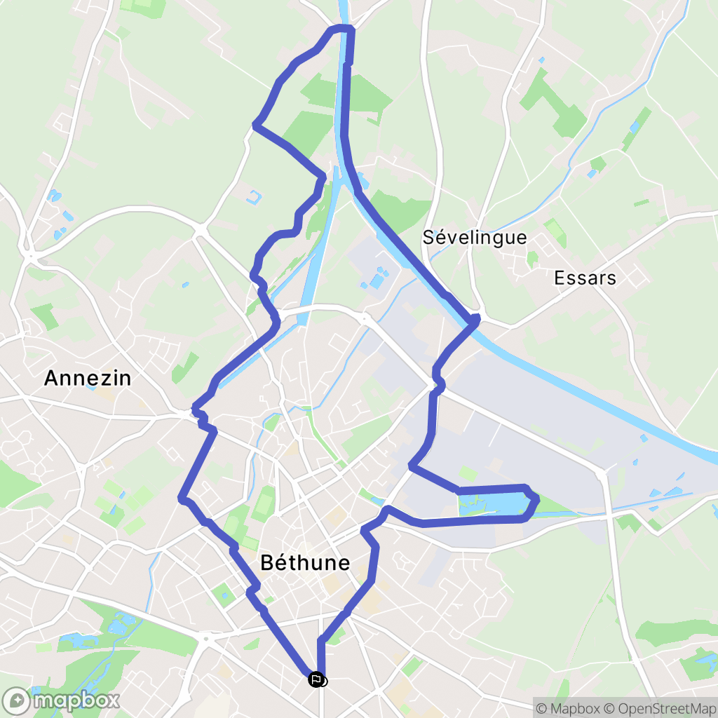 Béthune : carte du parcours de randonnée - France
