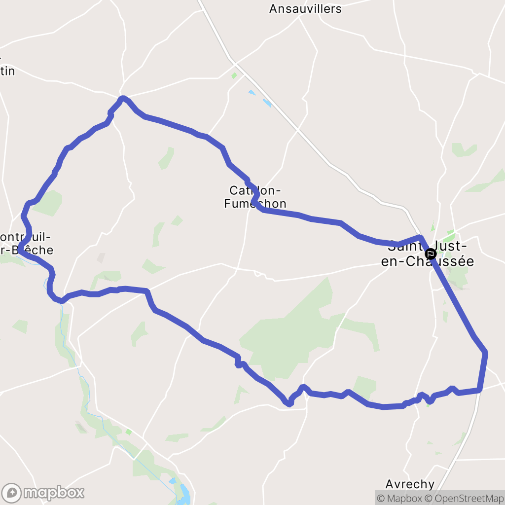 Saint-Just-en-Chaussée : carte du parcours de randonnée - France