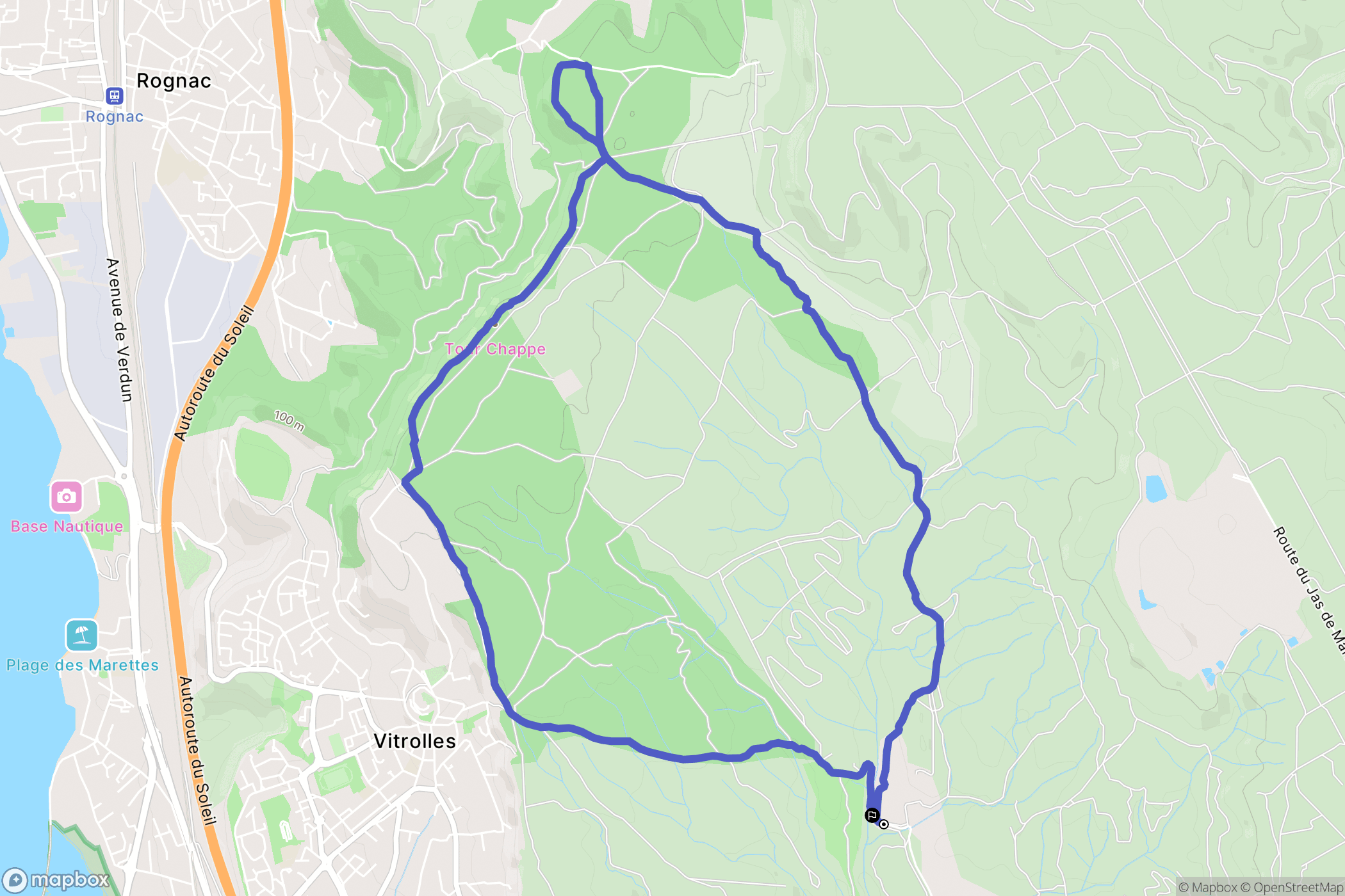Vitrolles : carte du parcours de randonnée - France