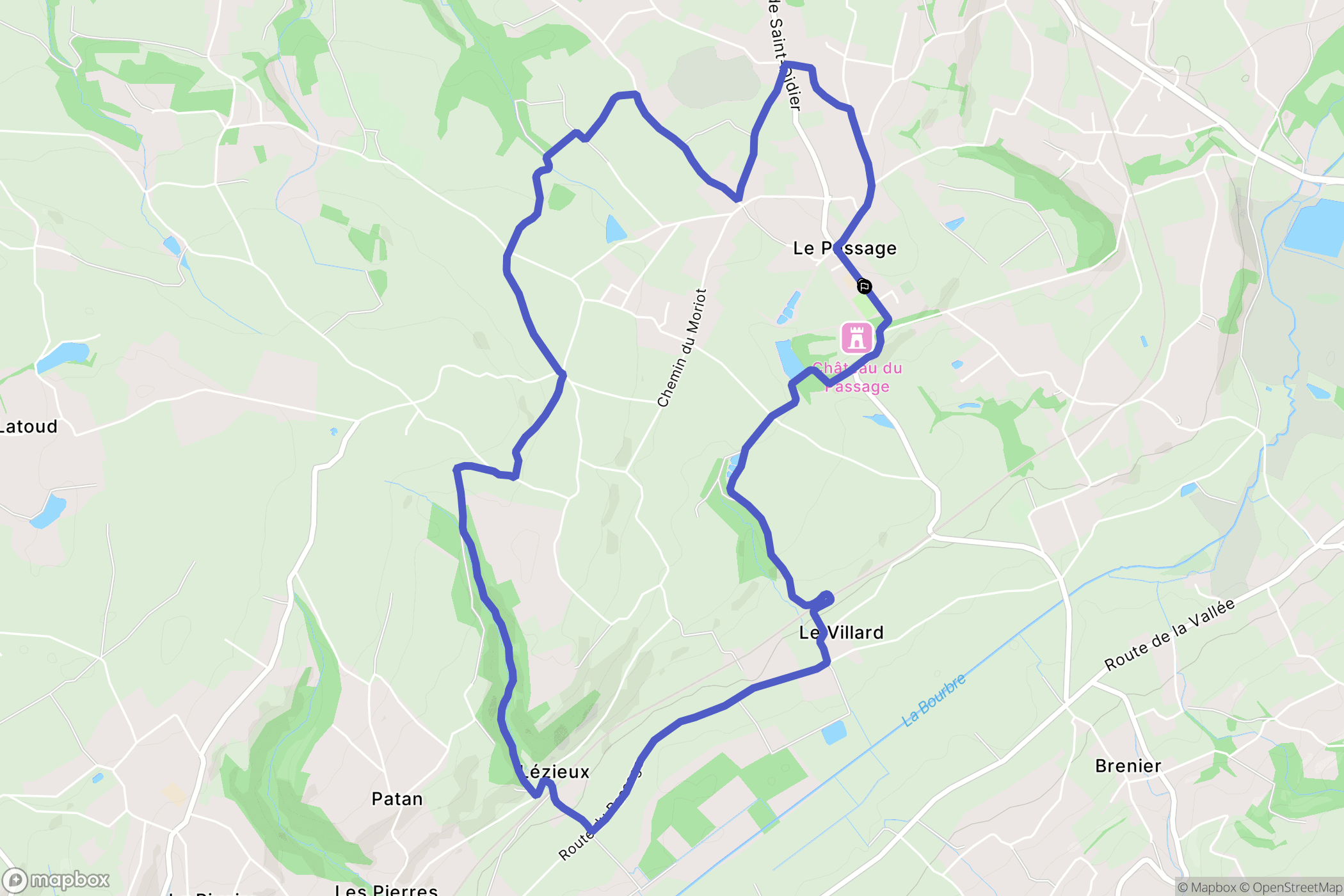 Le Passage : carte du parcours de randonnée - France