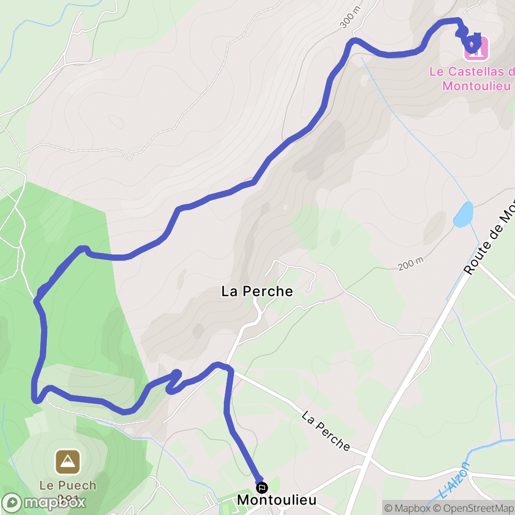 Montoulieu : carte du parcours de randonnée - France