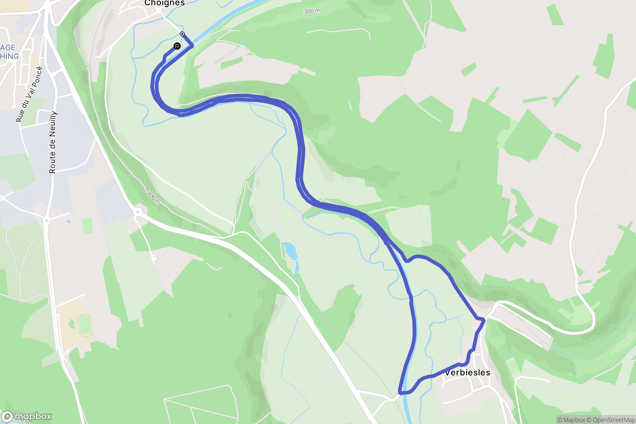 Chamarandes-Choignes : carte du parcours de randonnée - France
