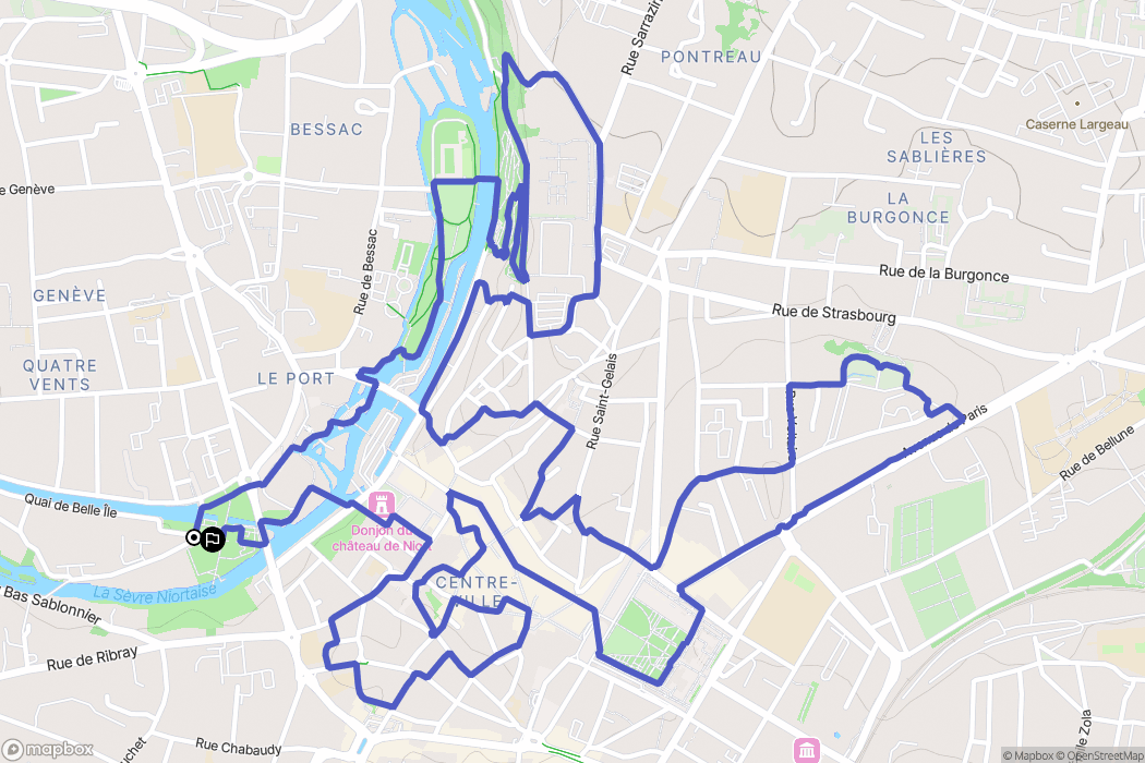 Niort : carte du parcours de randonnée - France