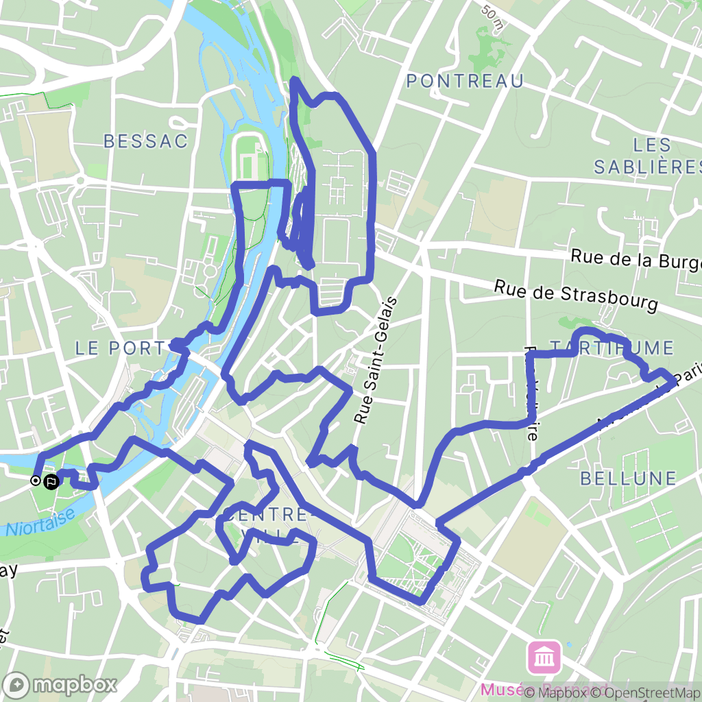 Niort : carte du parcours de randonnée - France