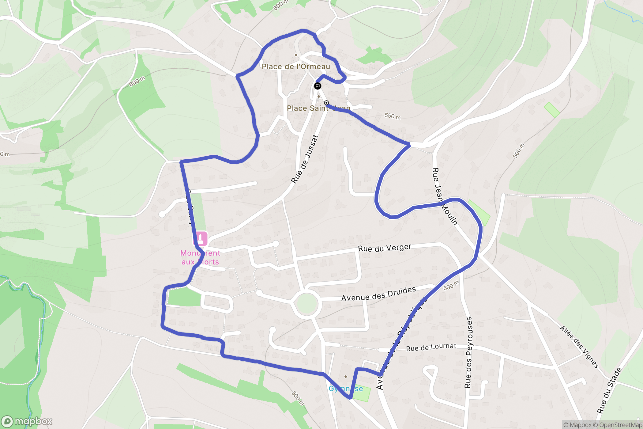 La Roche-Blanche : carte du parcours de randonnée - France