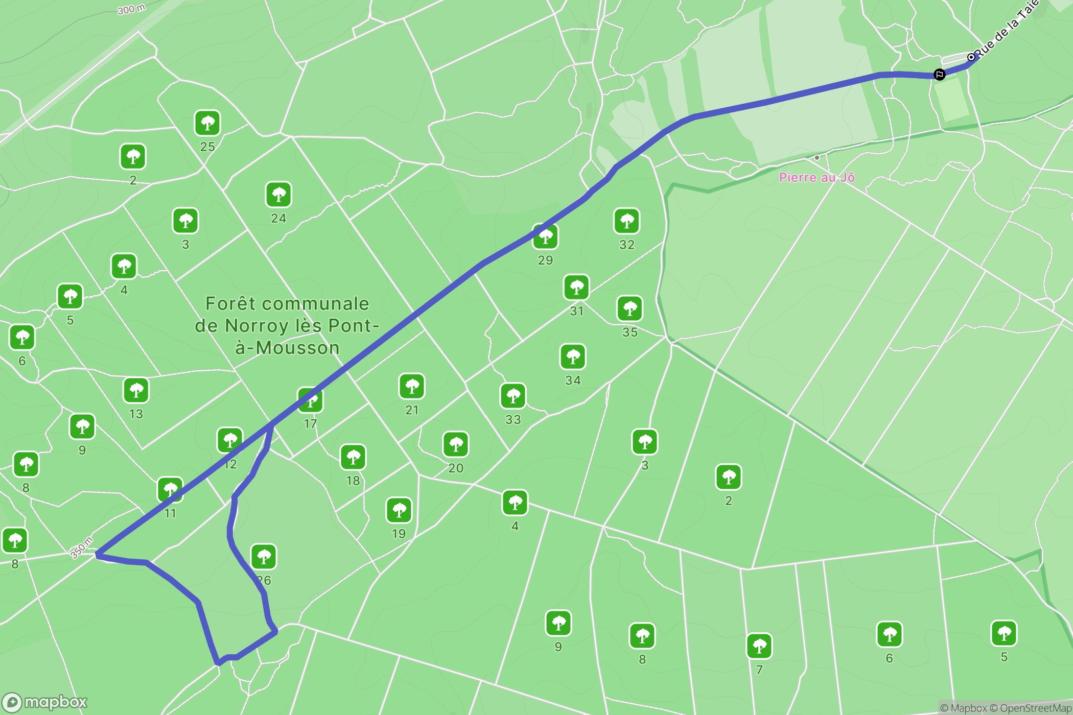 Norroy-lès-Pont-à-Mousson : carte du parcours de randonnée - France