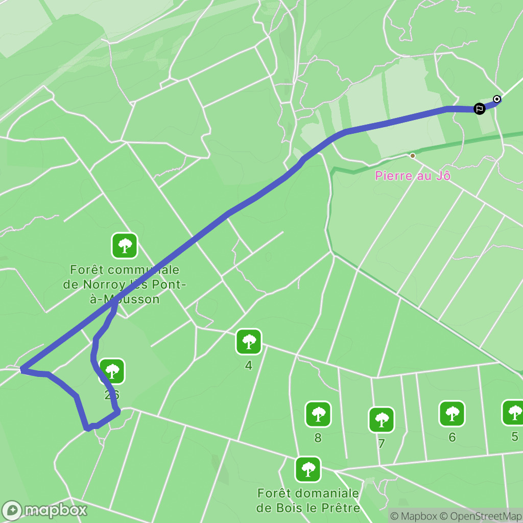 Norroy-lès-Pont-à-Mousson : carte du parcours de randonnée - France