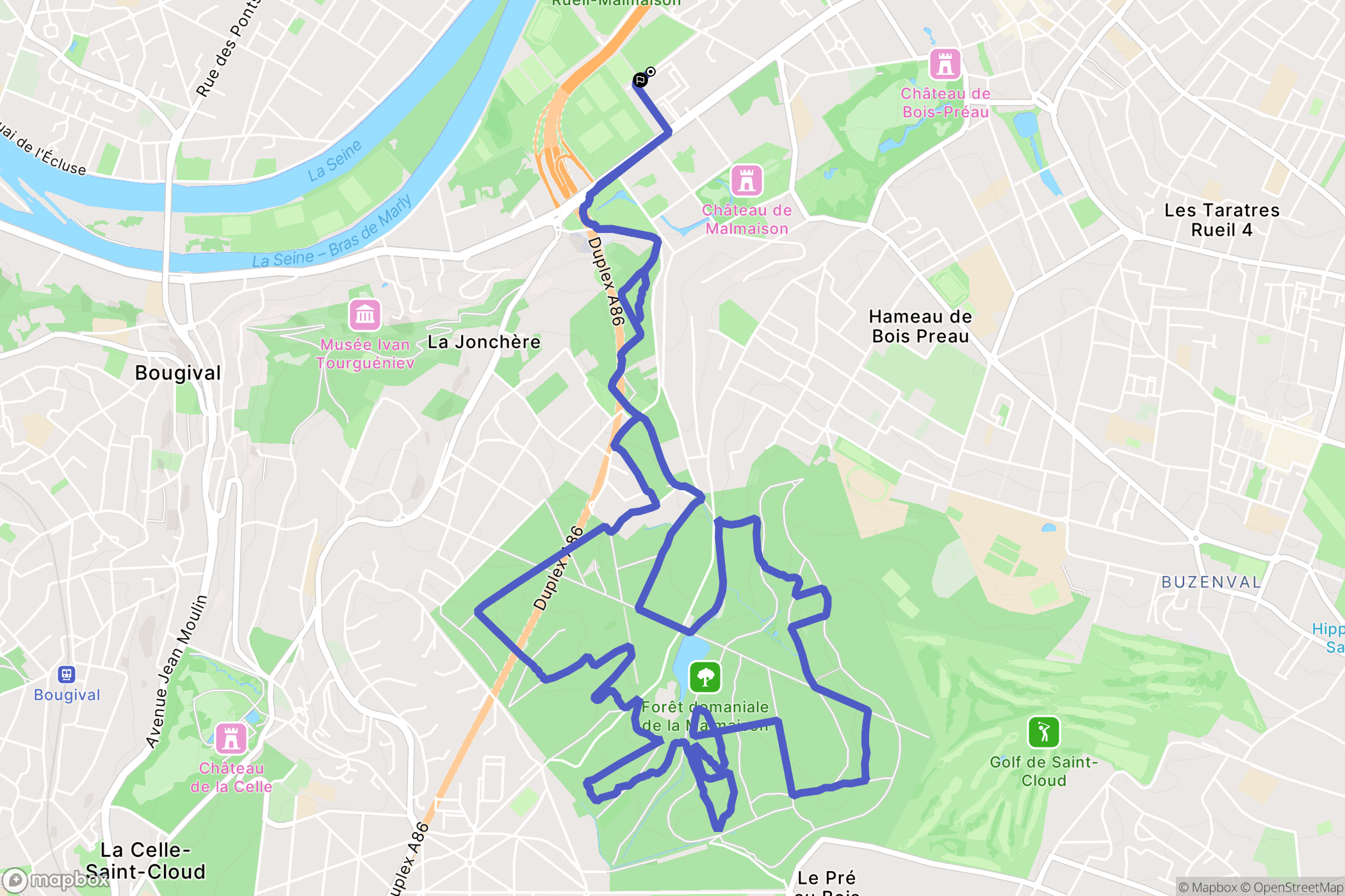 Rueil-Malmaison : carte du parcours de randonnée - France