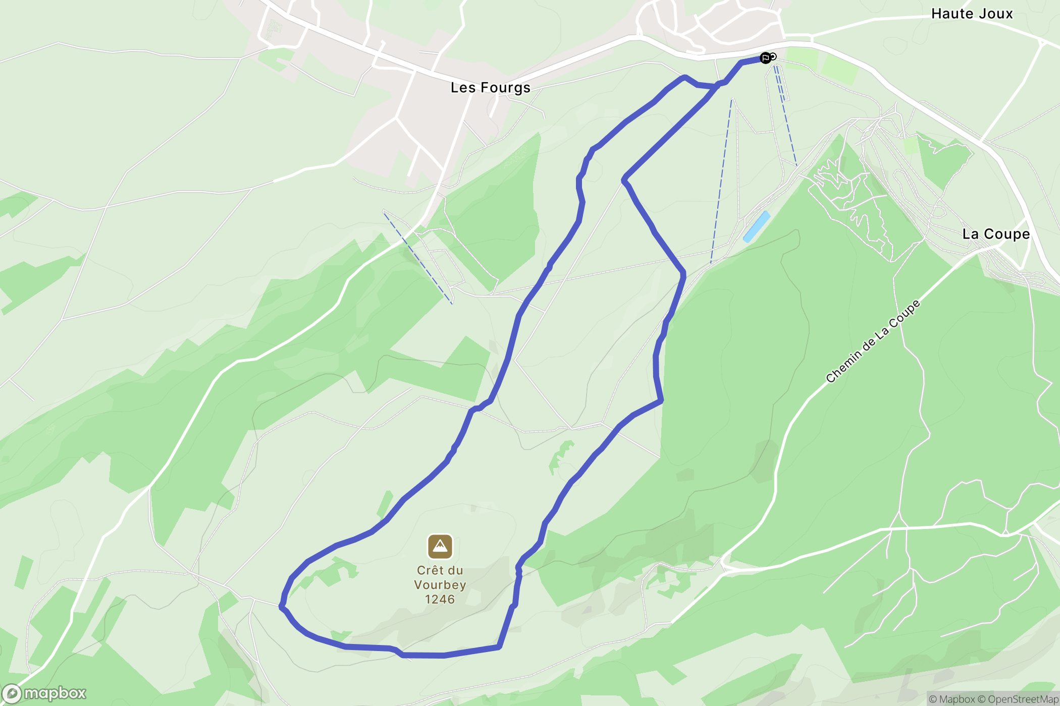 Les Fourgs : carte du parcours de randonnée - France