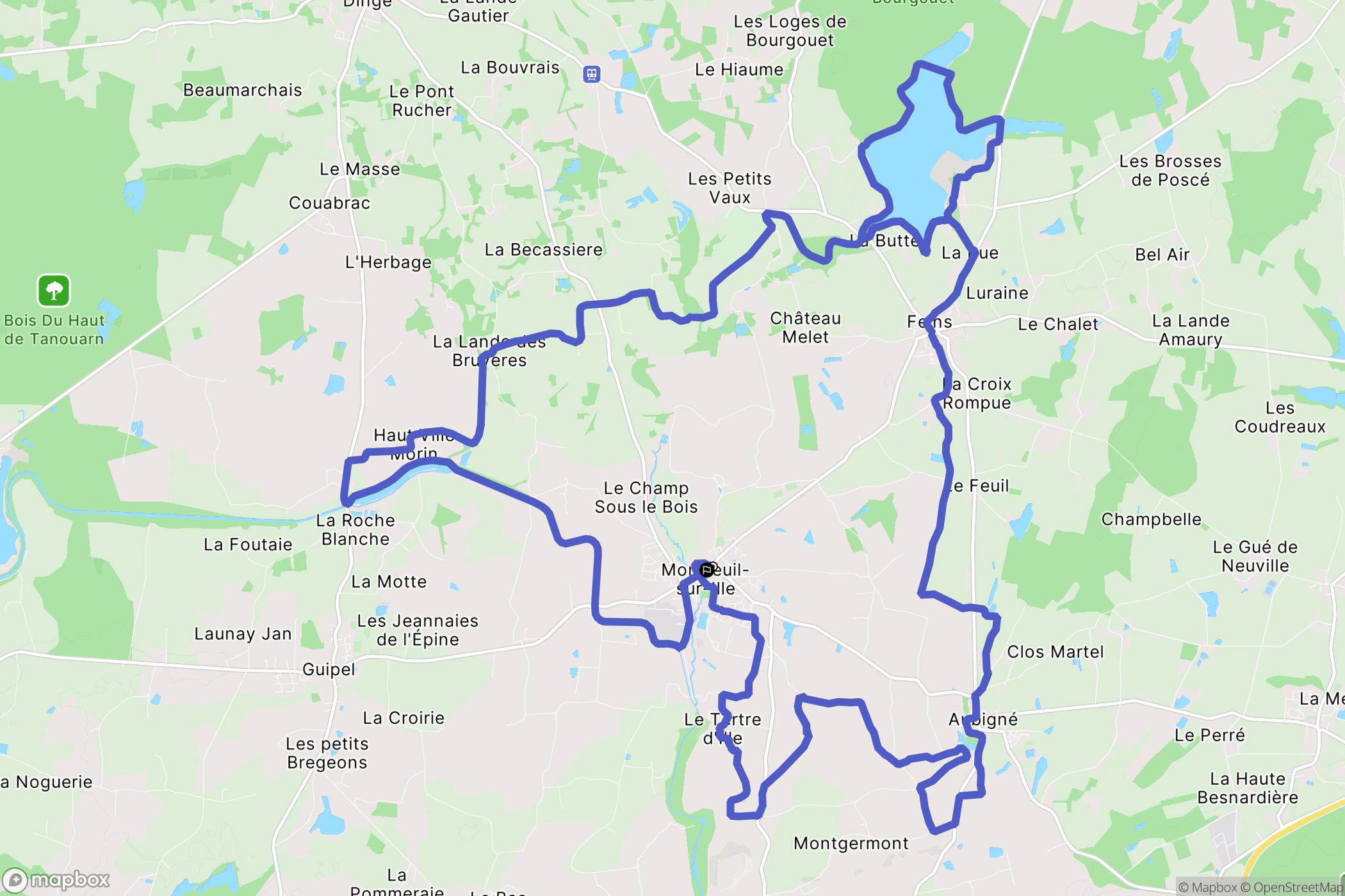 Montreuil-sur-Ille : carte du parcours de randonnée - France