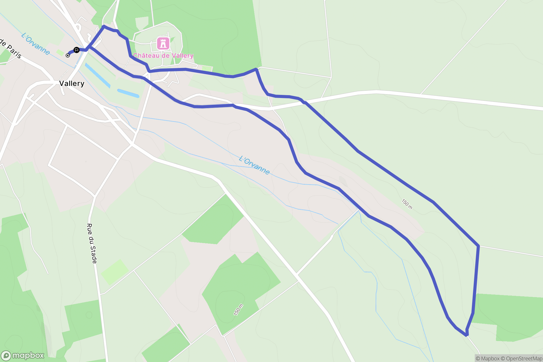 Vallery : carte du parcours de randonnée - France