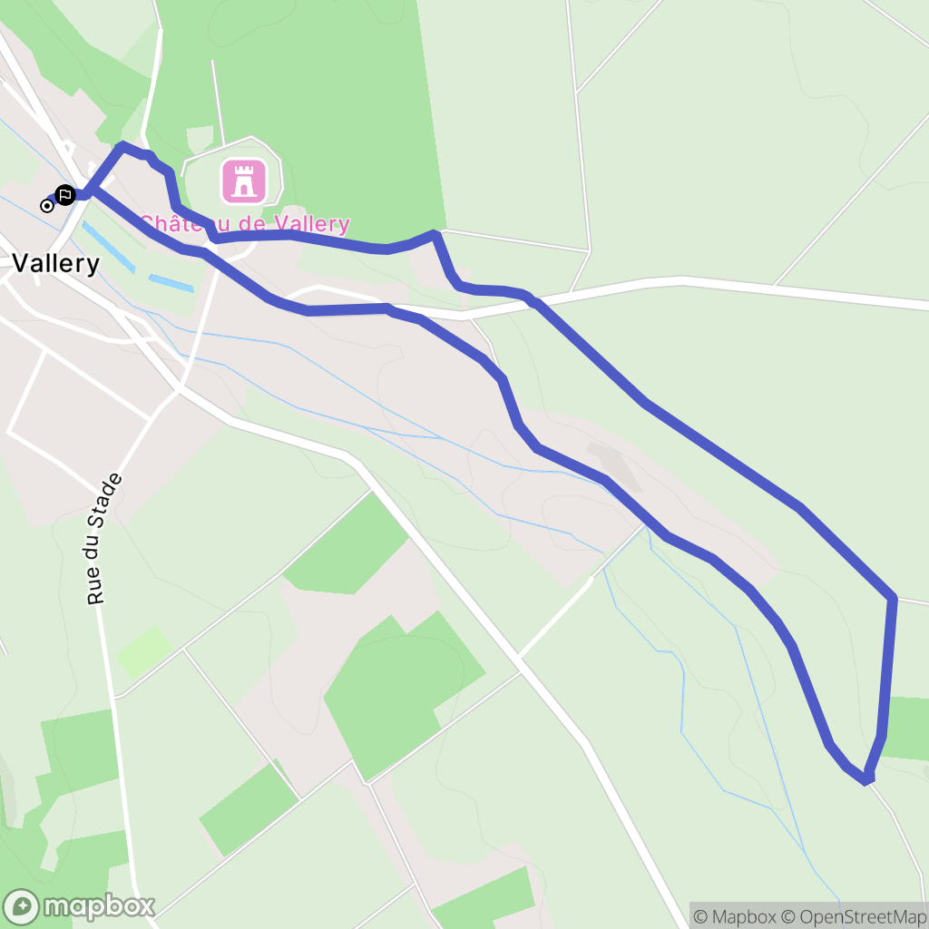 Vallery : carte du parcours de randonnée - France