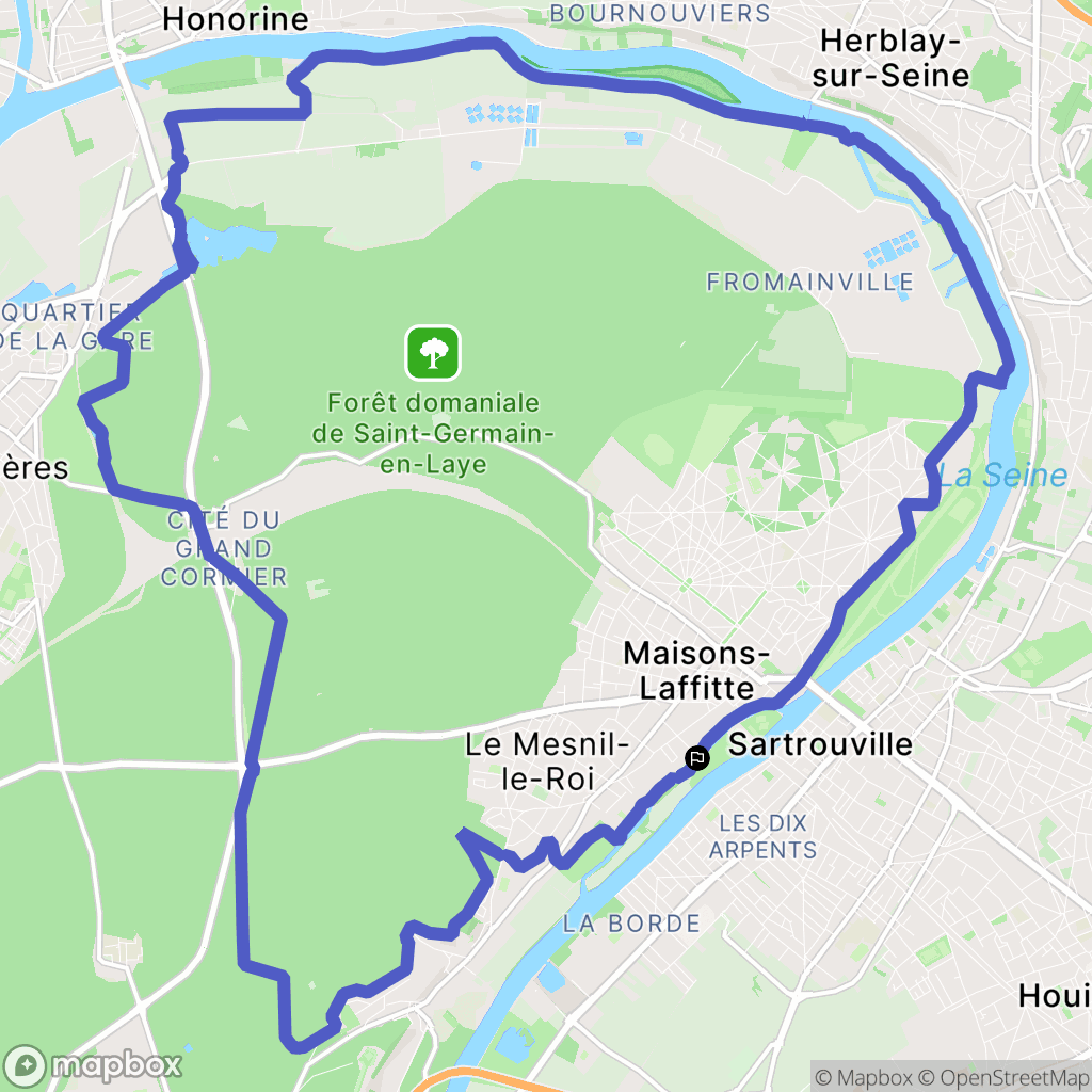 Maisons-Laffitte : carte du parcours de randonnée - France