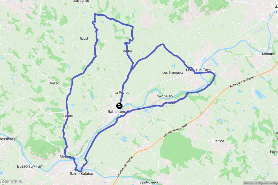 Rabastens : carte du parcours de randonnée - France