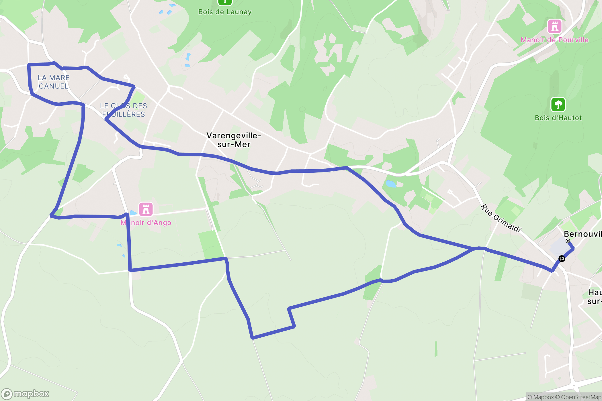 Hautot-sur-Mer : carte du parcours de randonnée - France