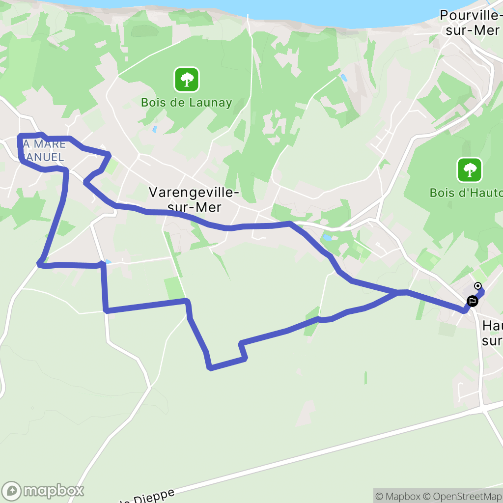 Hautot-sur-Mer : carte du parcours de randonnée - France