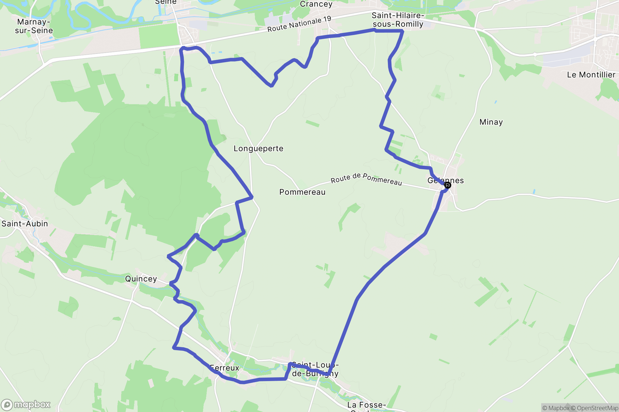 Gélannes : carte du parcours de randonnée - France