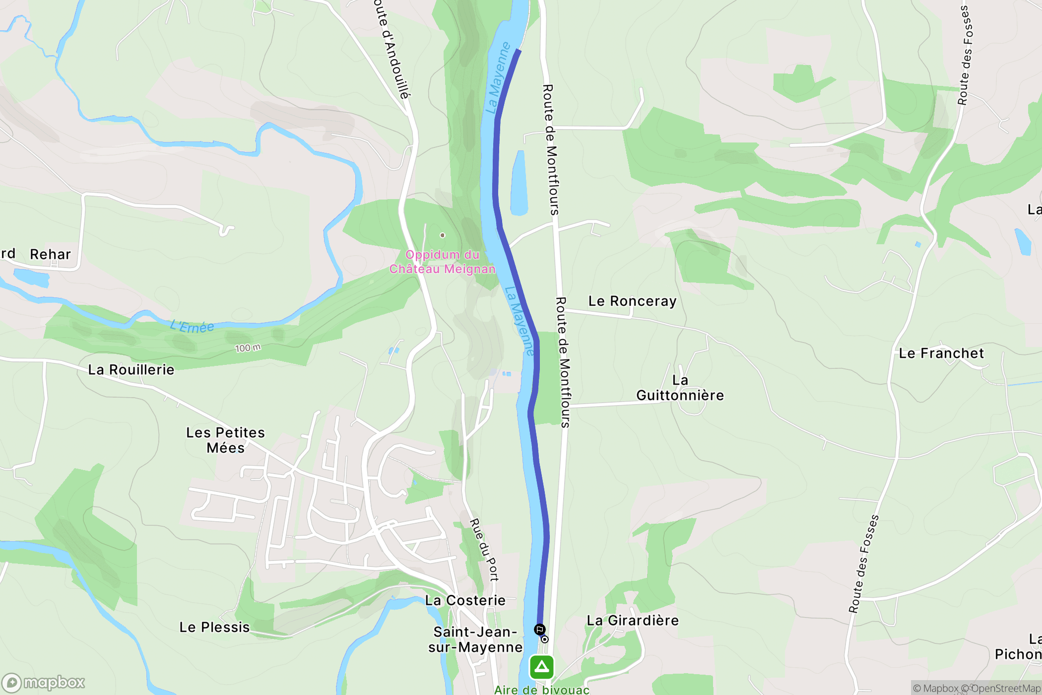 Saint-Jean-sur-Mayenne : carte du parcours de randonnée - France