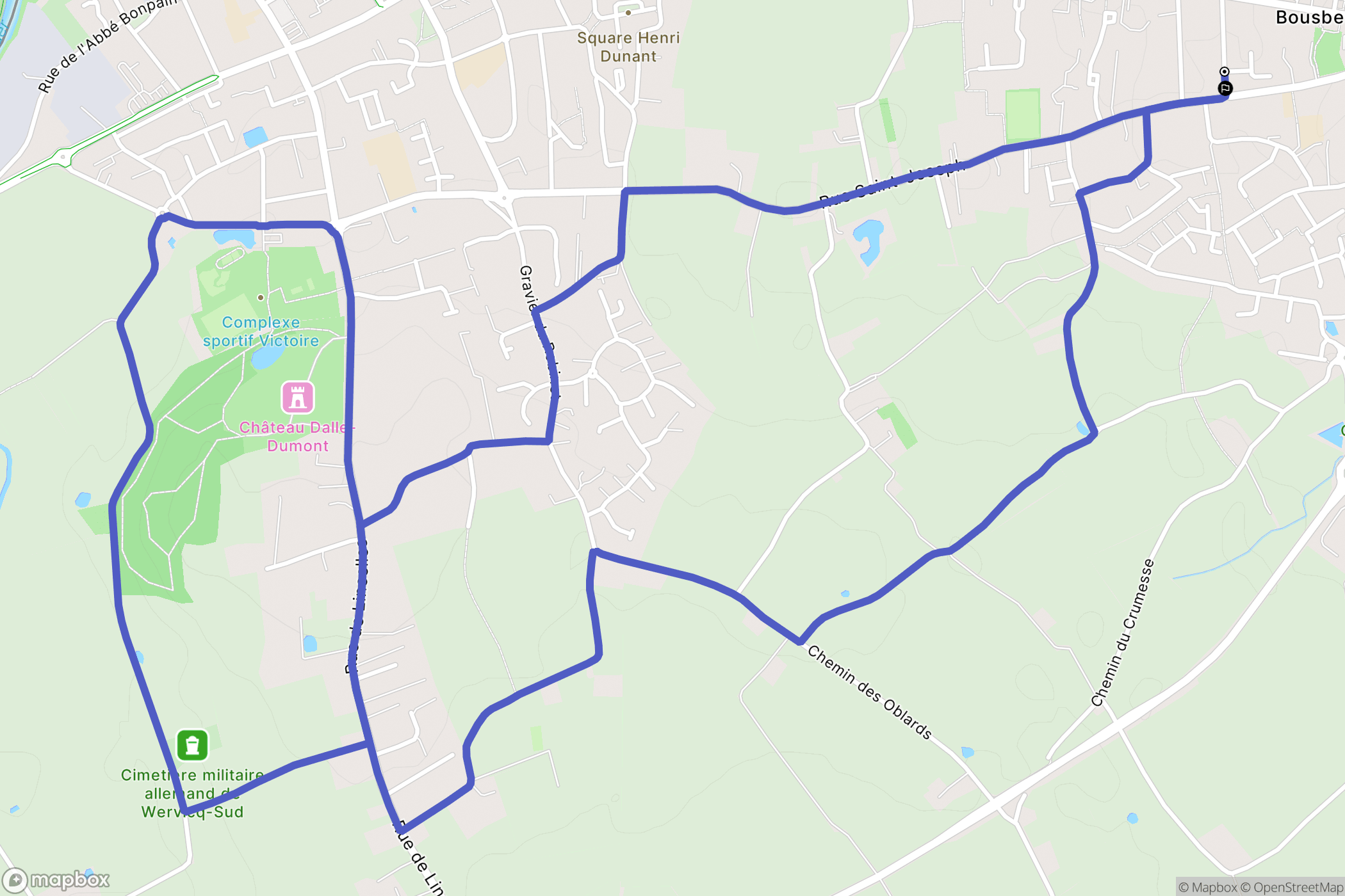 Bousbecque : carte du parcours de randonnée - France