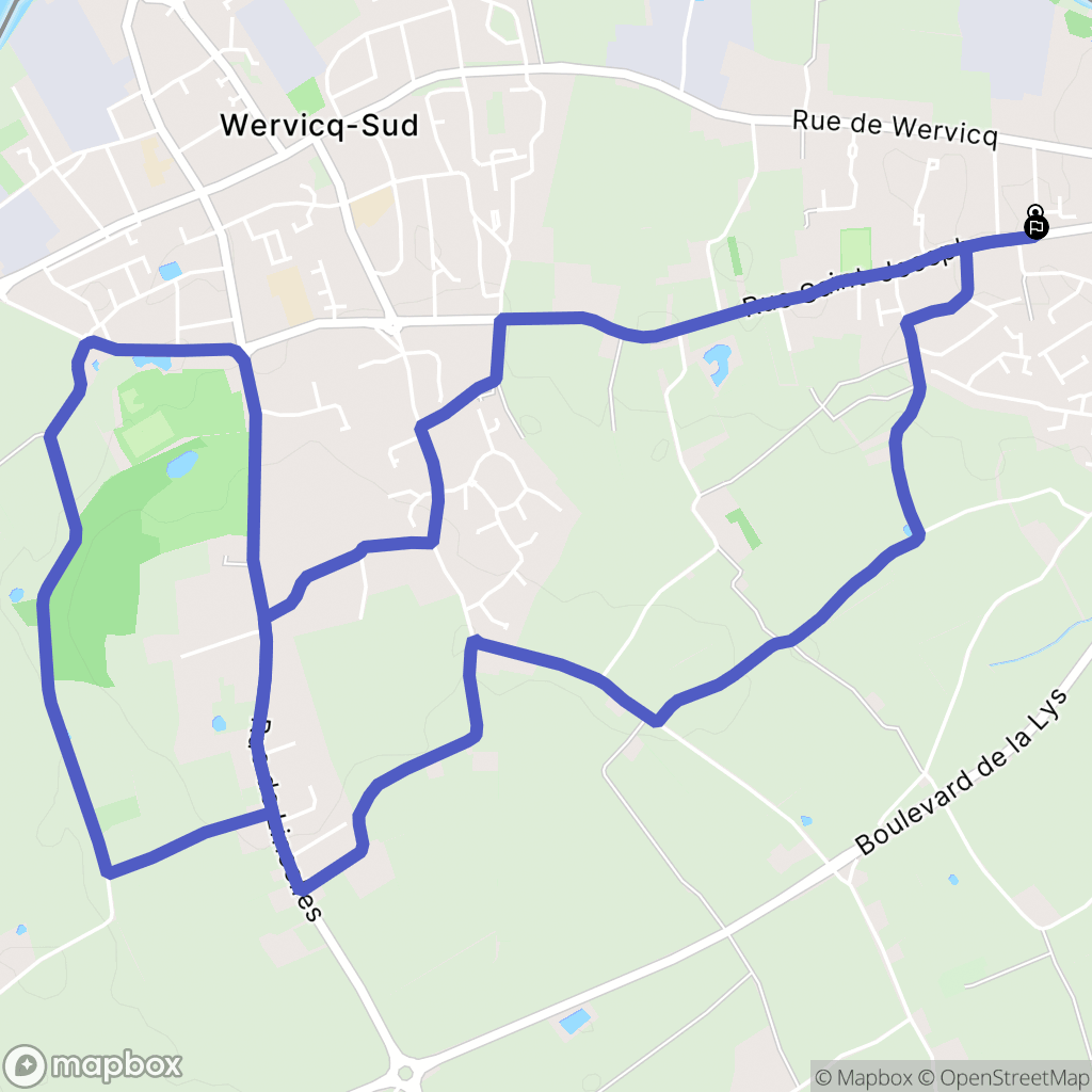 Bousbecque : carte du parcours de randonnée - France