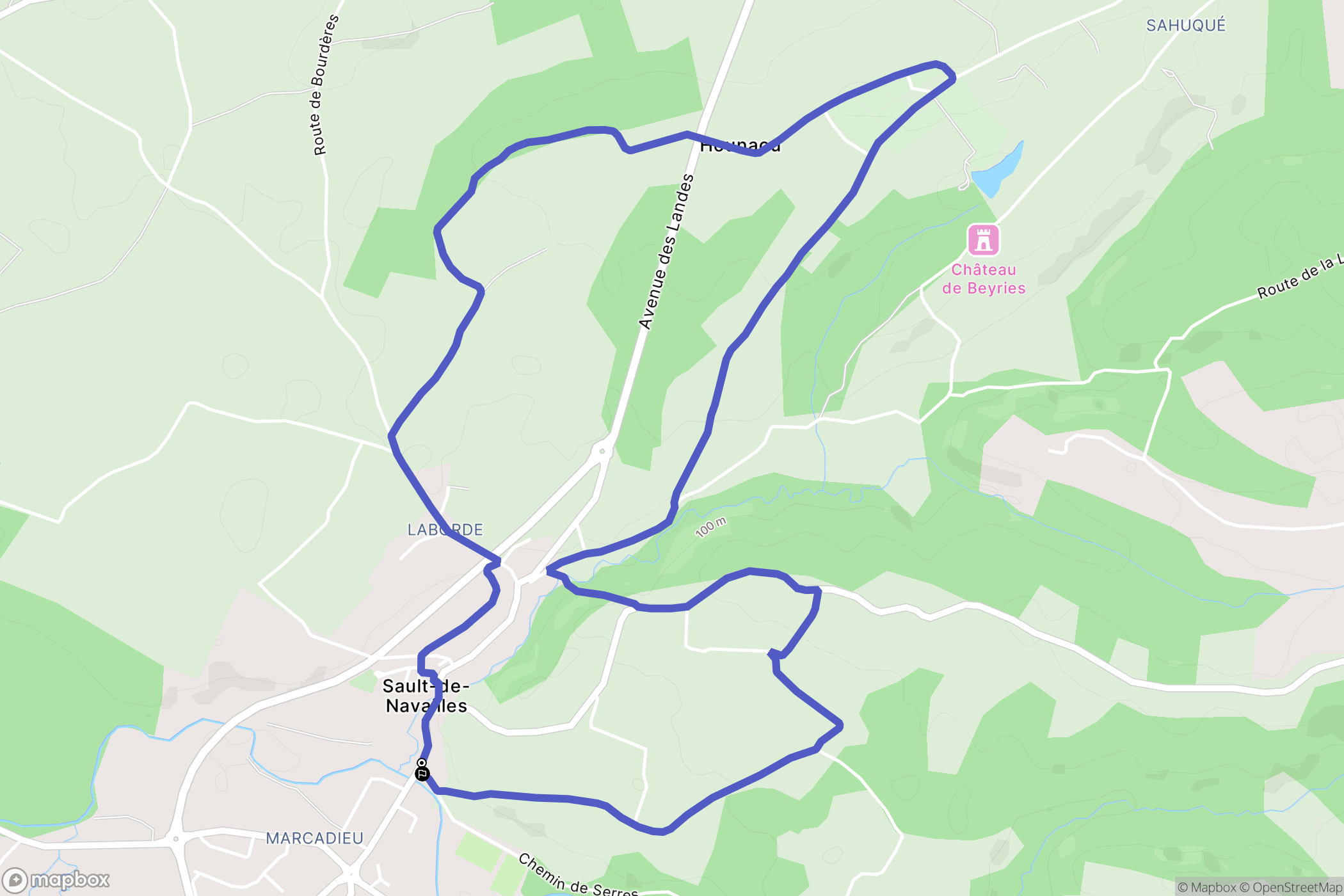 Sault-de-Navailles : carte du parcours de randonnée - France