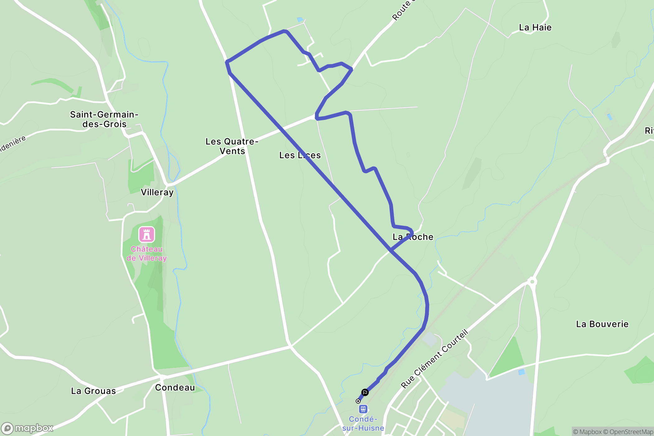 Condé-sur-Huisne : carte du parcours de randonnée - France