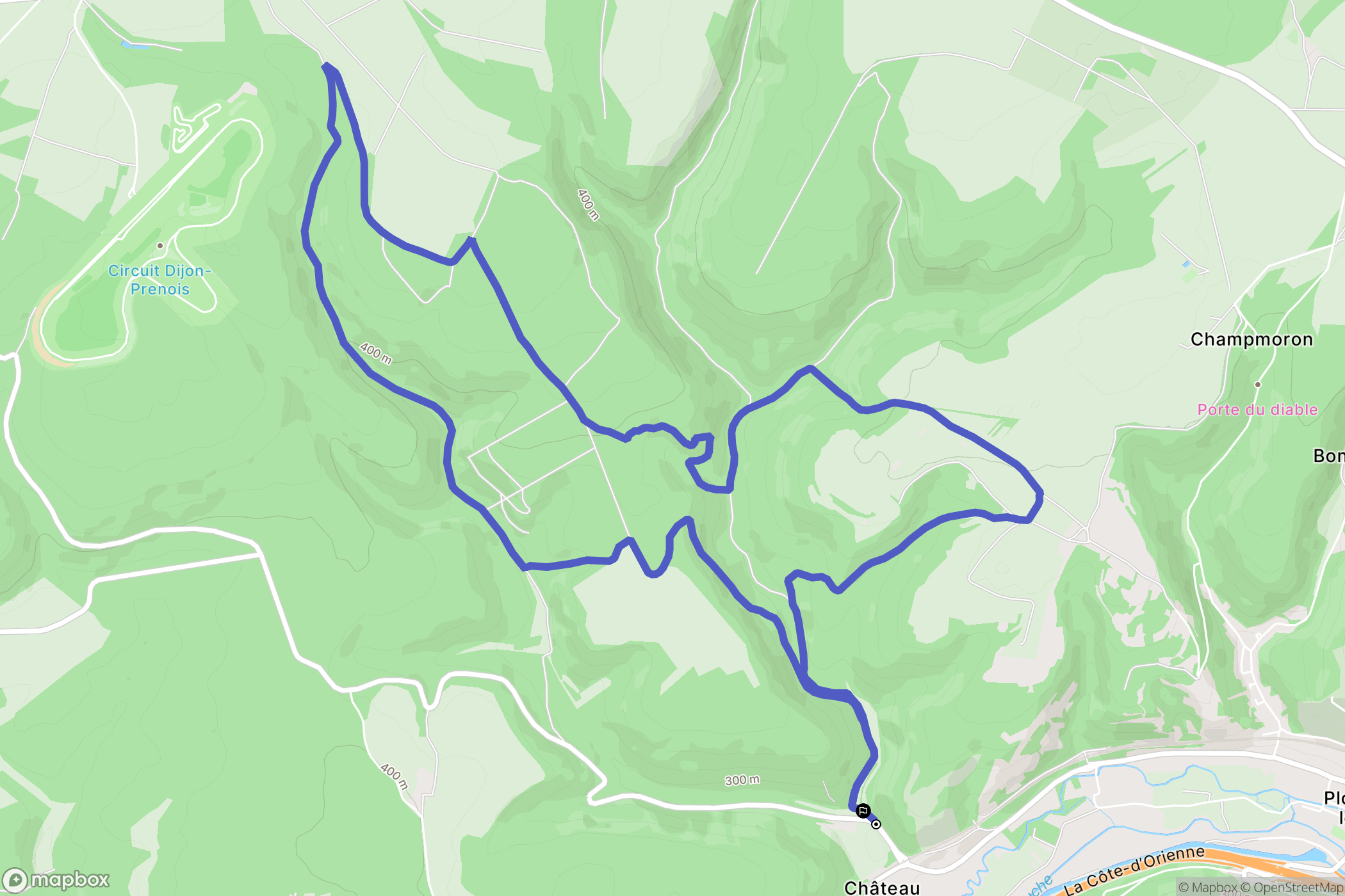 Plombières-lès-Dijon : carte du parcours de randonnée - France