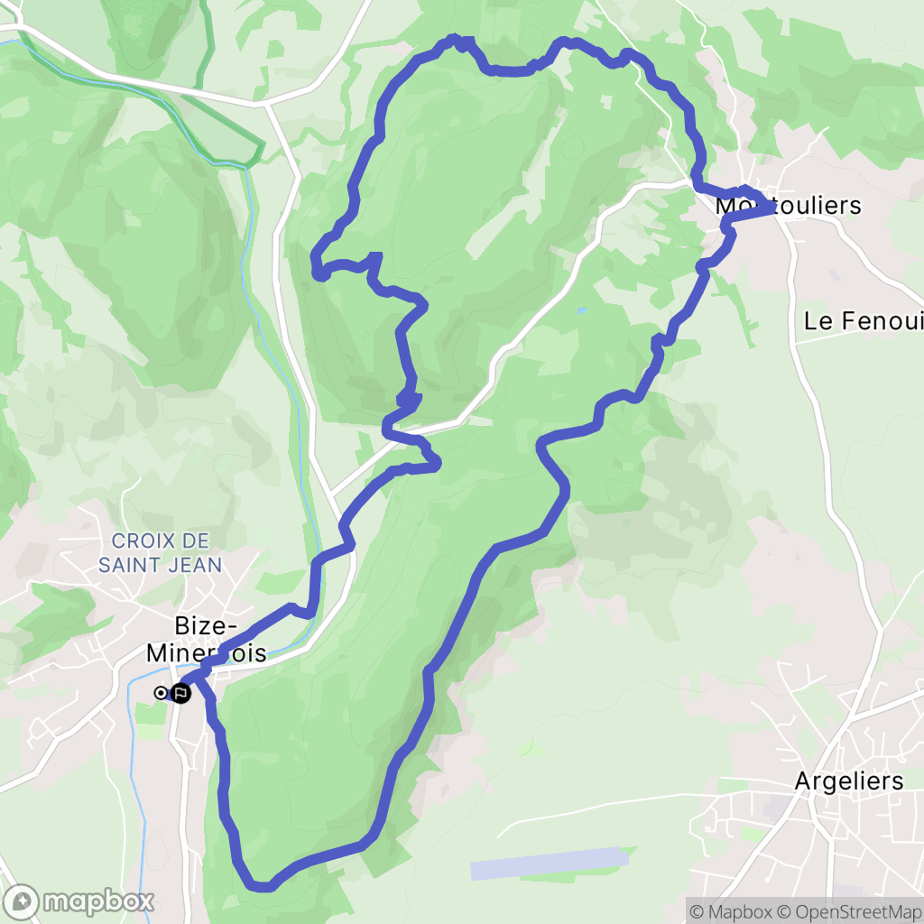 Bize-Minervois : carte du parcours de randonnée - France