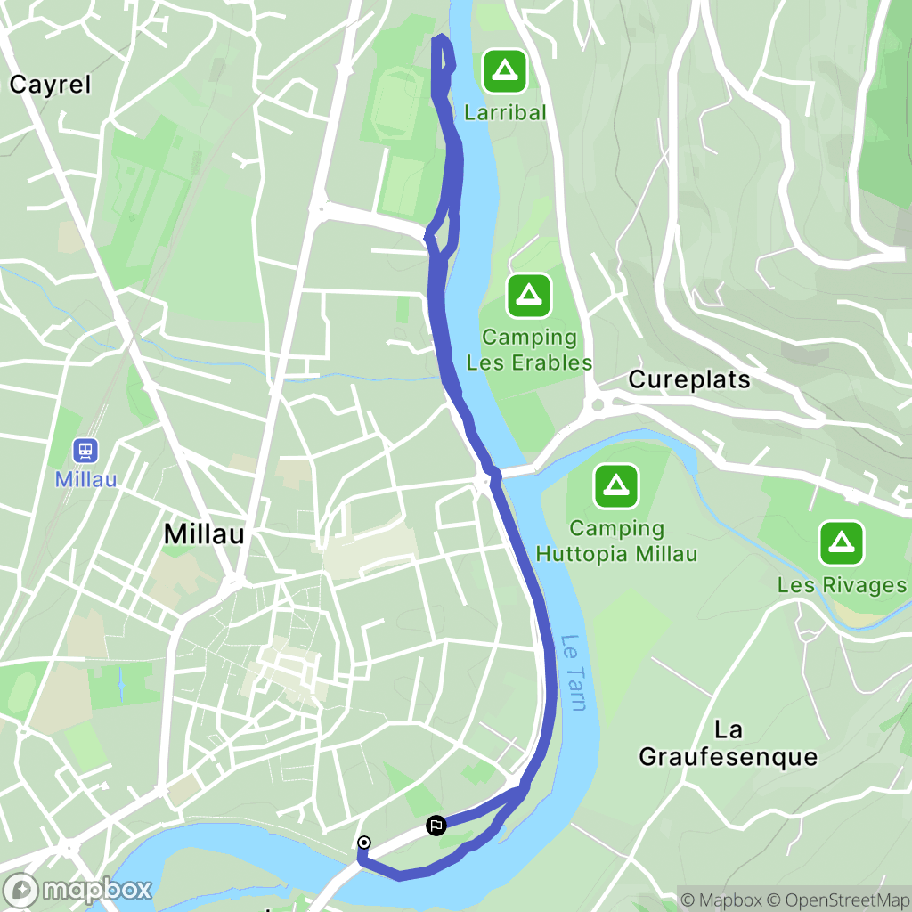 Millau : carte du parcours de randonnée - France