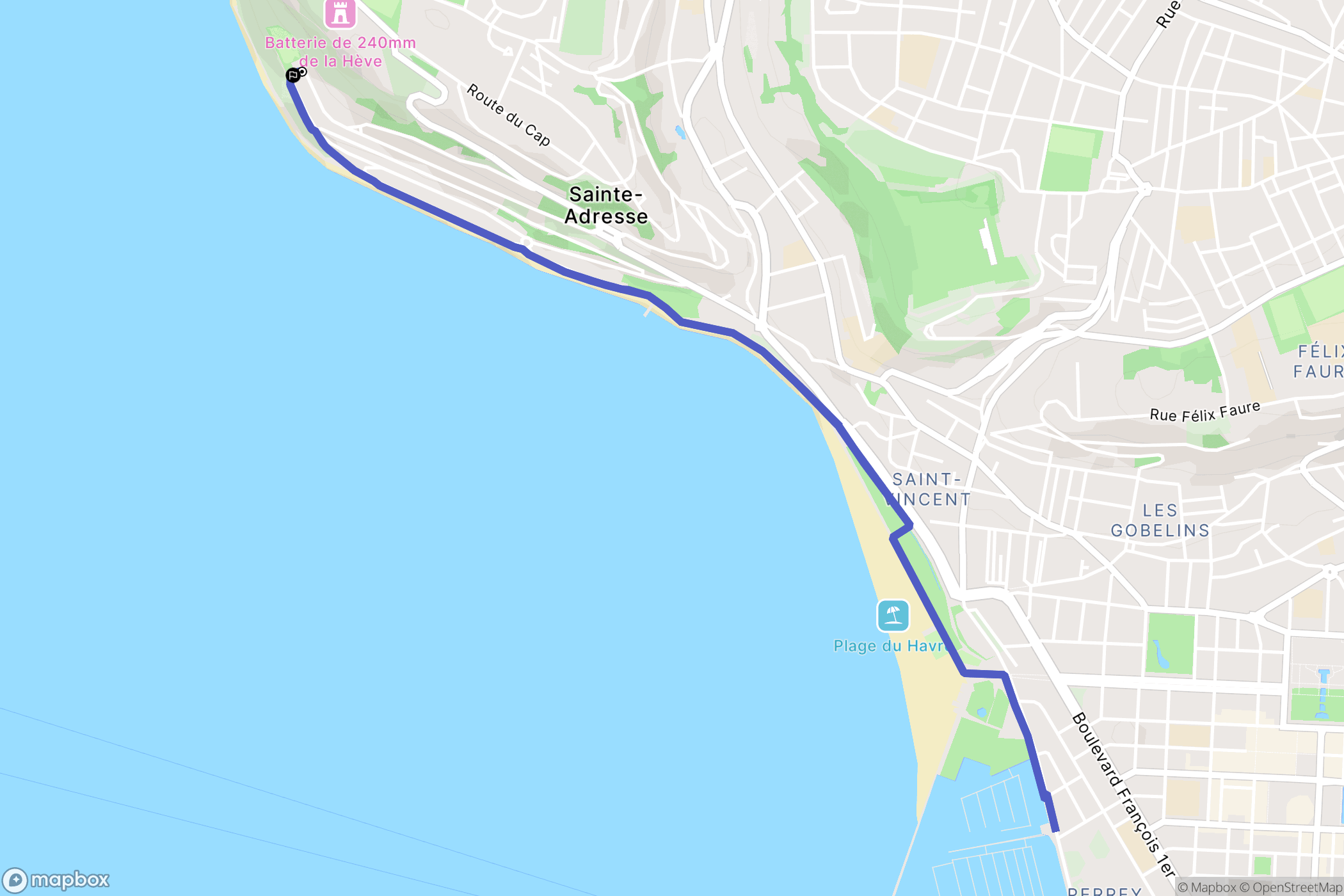 Sainte-Adresse : carte du parcours de randonnée - France